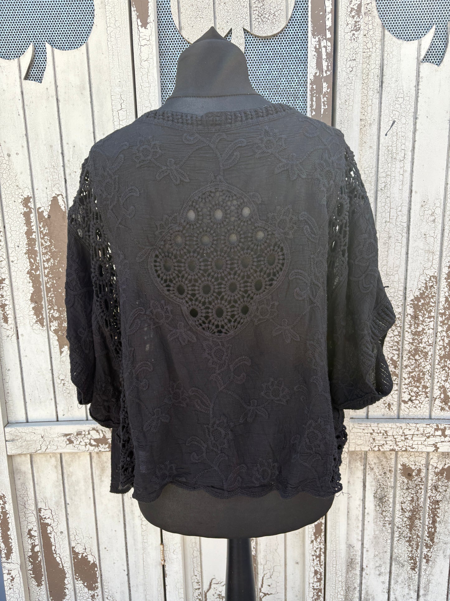 Bohemian Crochet Bolero Cardigan - Black