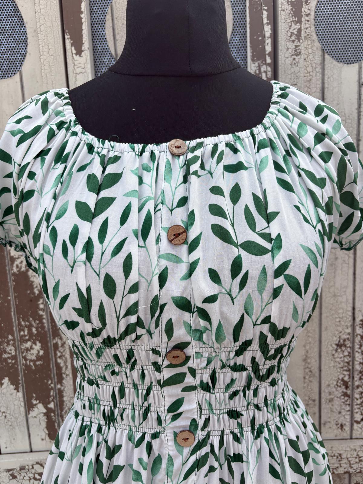 Coloured Petal Print Button Front Midi Dress One Size 10-20 - Green