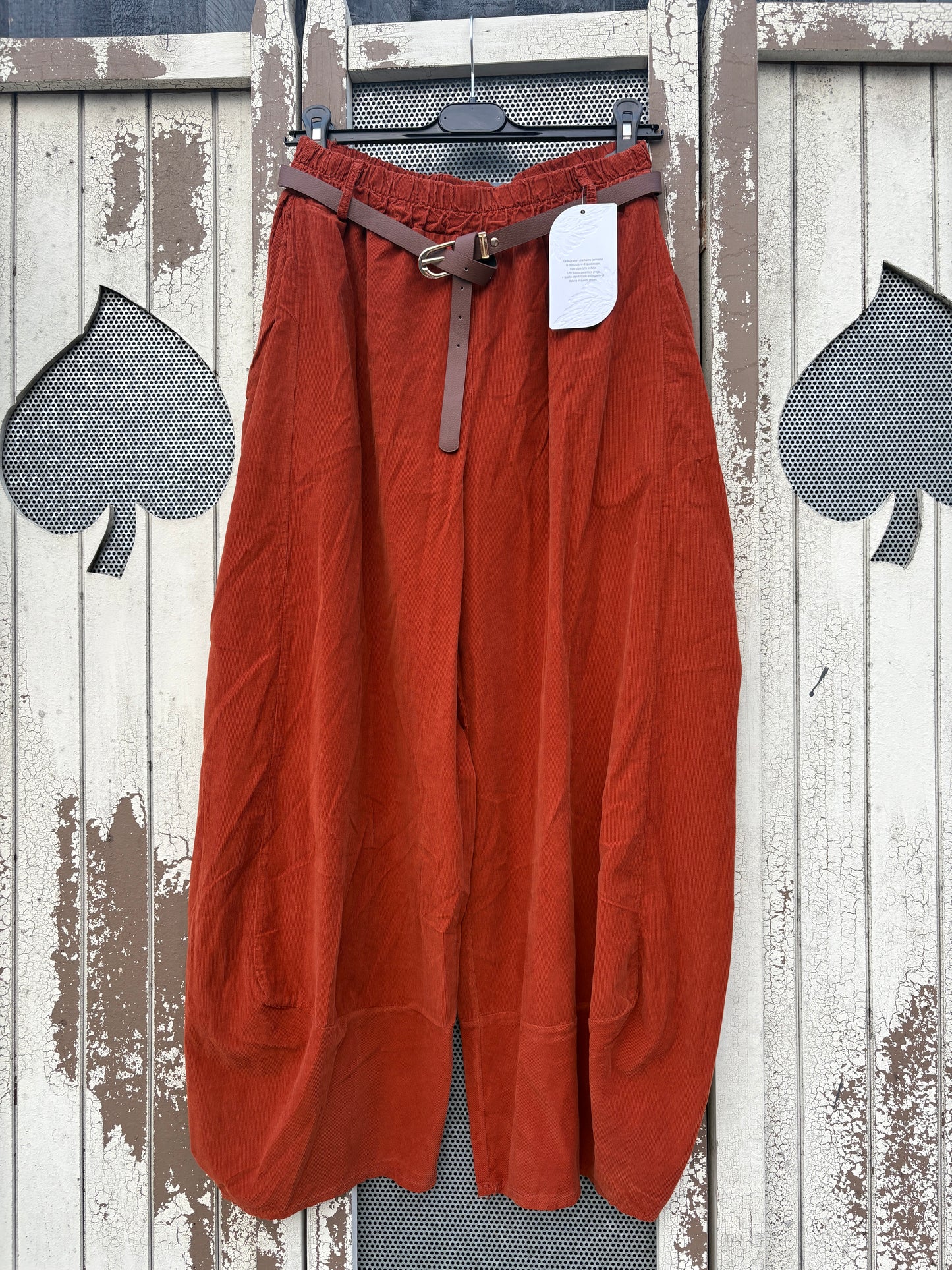 Made in Italy Balloon Leg Needlecord Trousers with Belt
