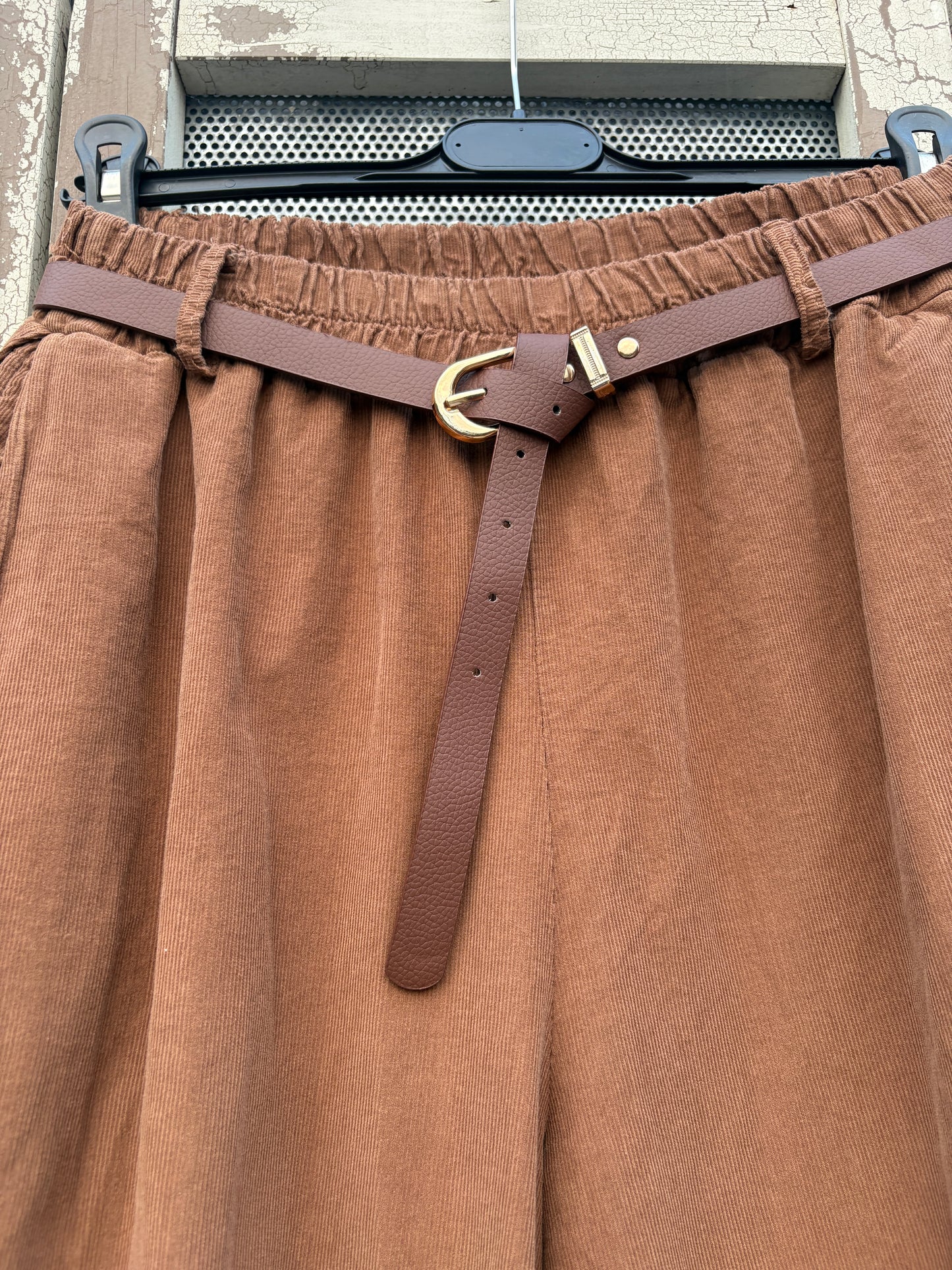 Made in Italy Balloon Leg Needlecord Trousers with Belt