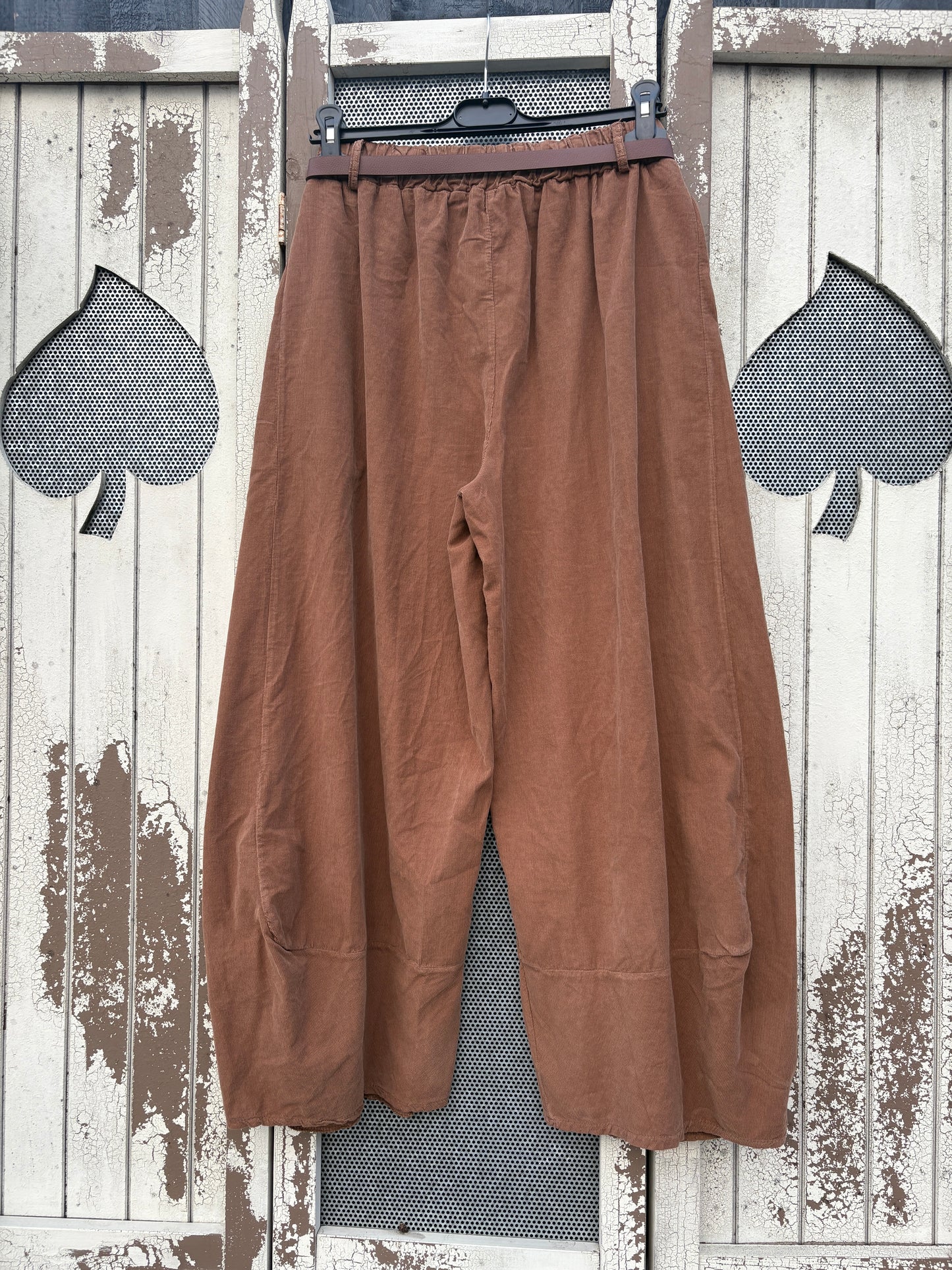 Made in Italy Balloon Leg Needlecord Trousers with Belt