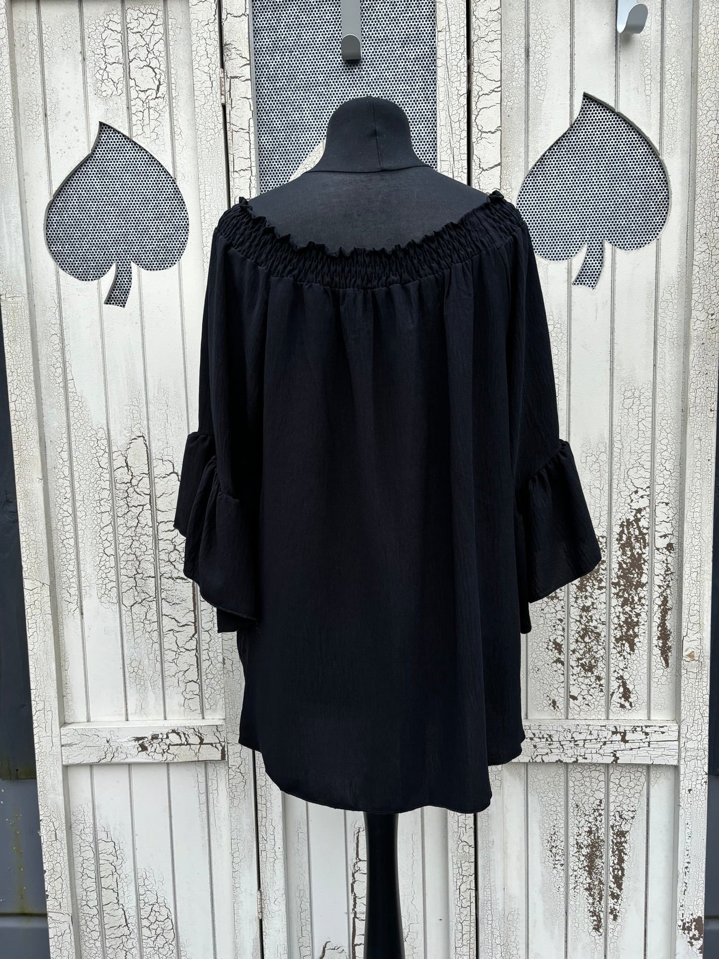 Made in Italy Ladies Bardot Top with Frilled Sleeves Various Colours