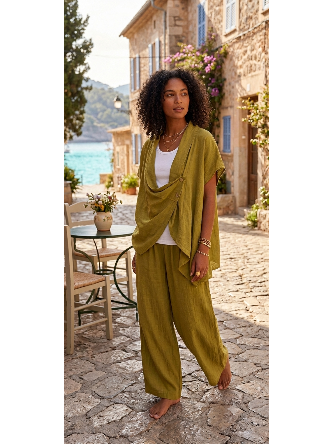 Made in Italy Linen Blend Drape Top Various Colours