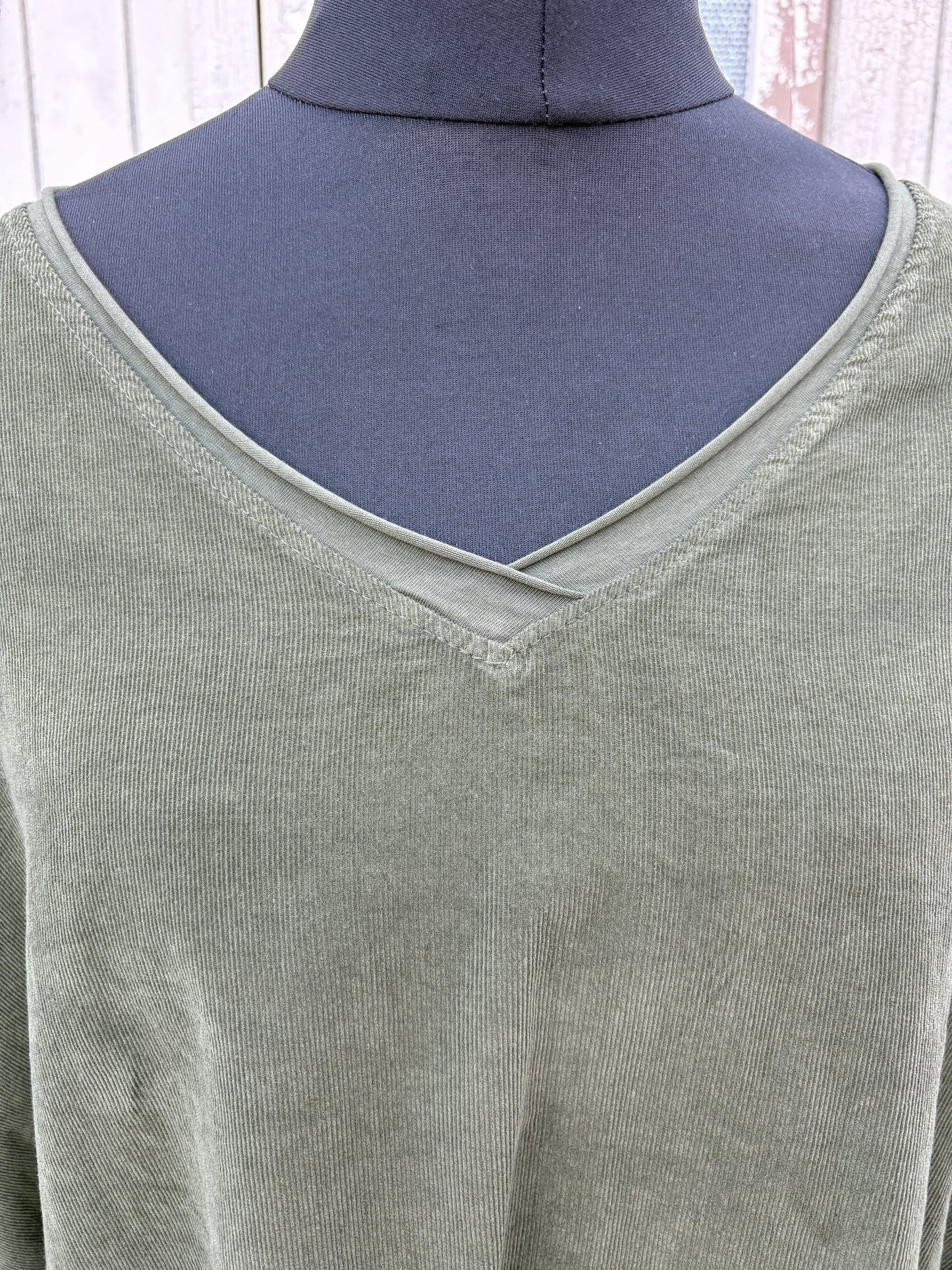 Made in Italy Needlecord Dipped Back Top Various Colours