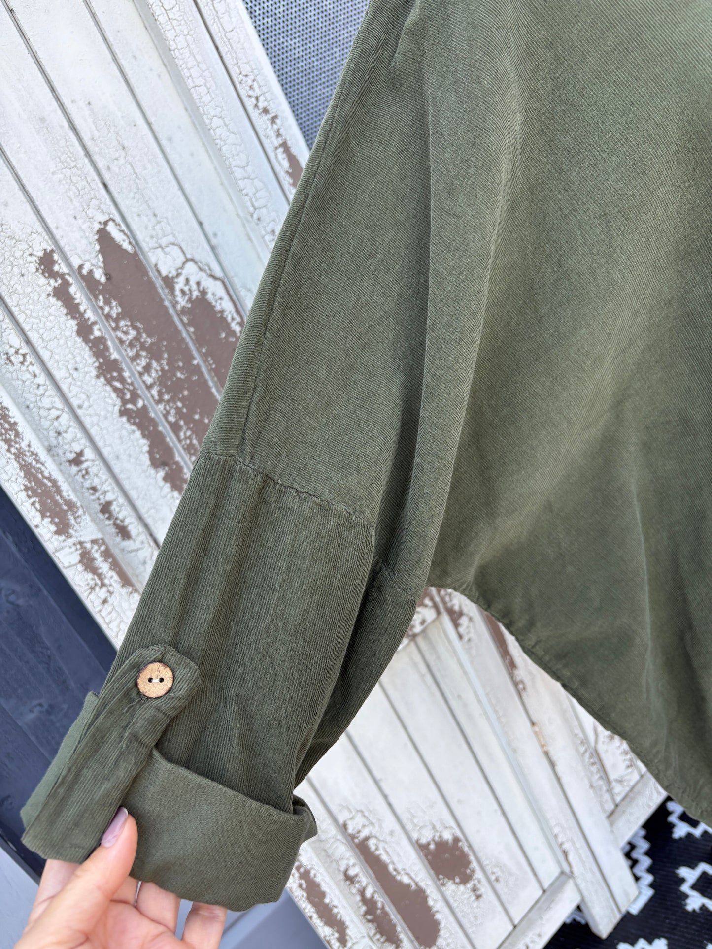 Made in Italy Needlecord Dipped Back Top Various Colours