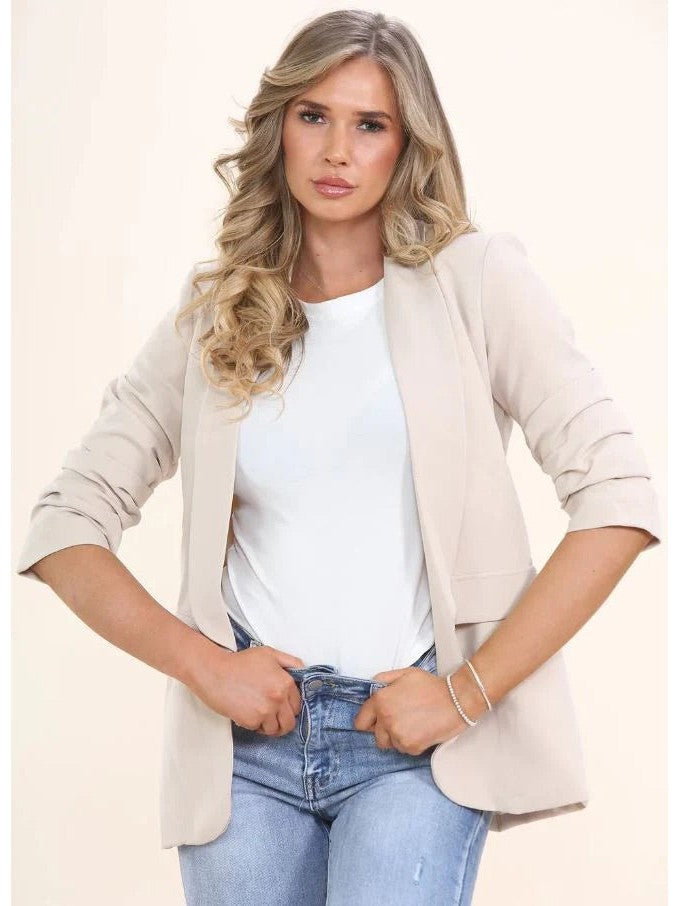Made in Italy Ruched Sleeve Blazer Various Colours and Sizes
