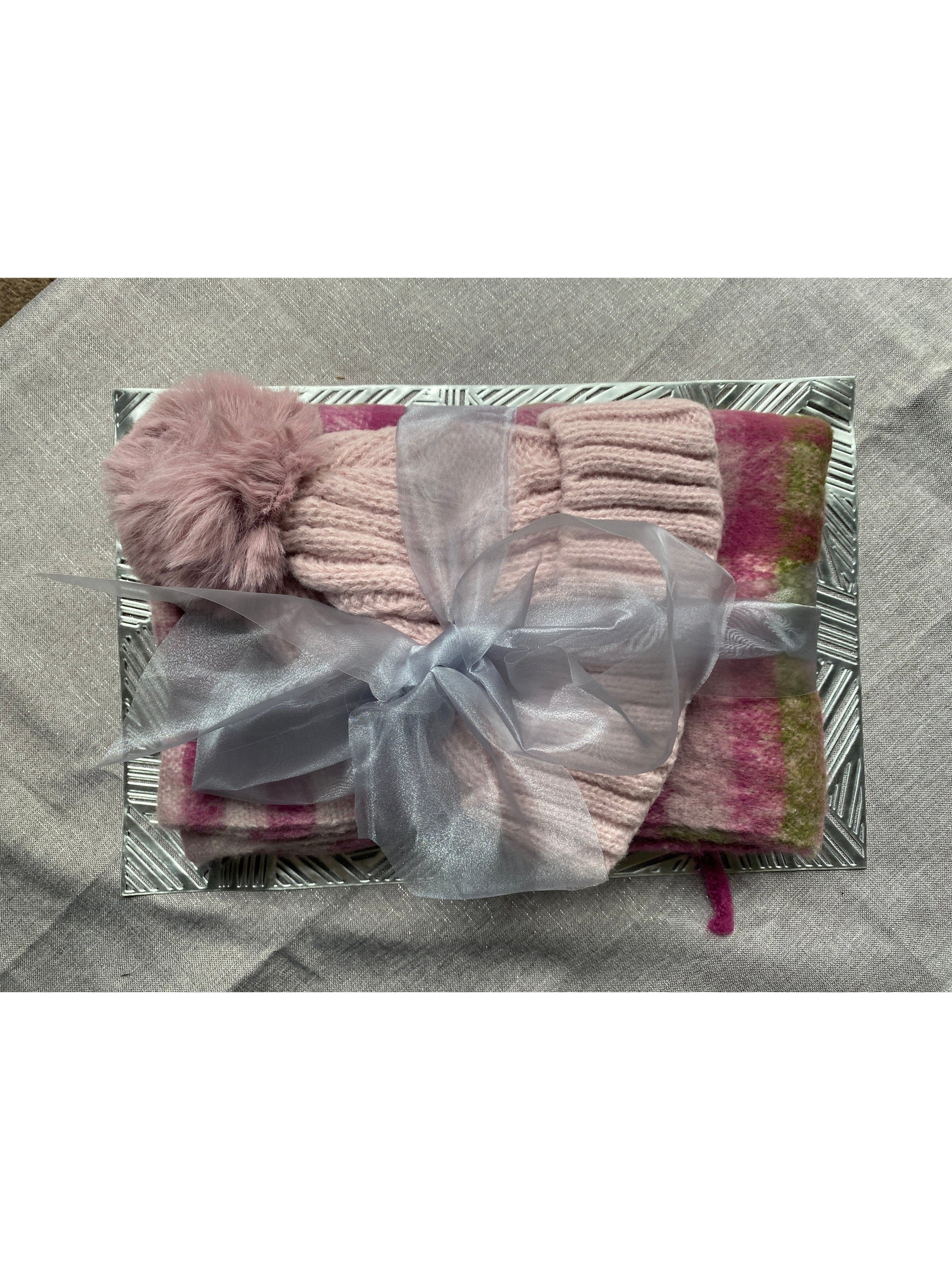 #08 Blanket Scarf Gift Set with Fleece Lined Hat or Gloves