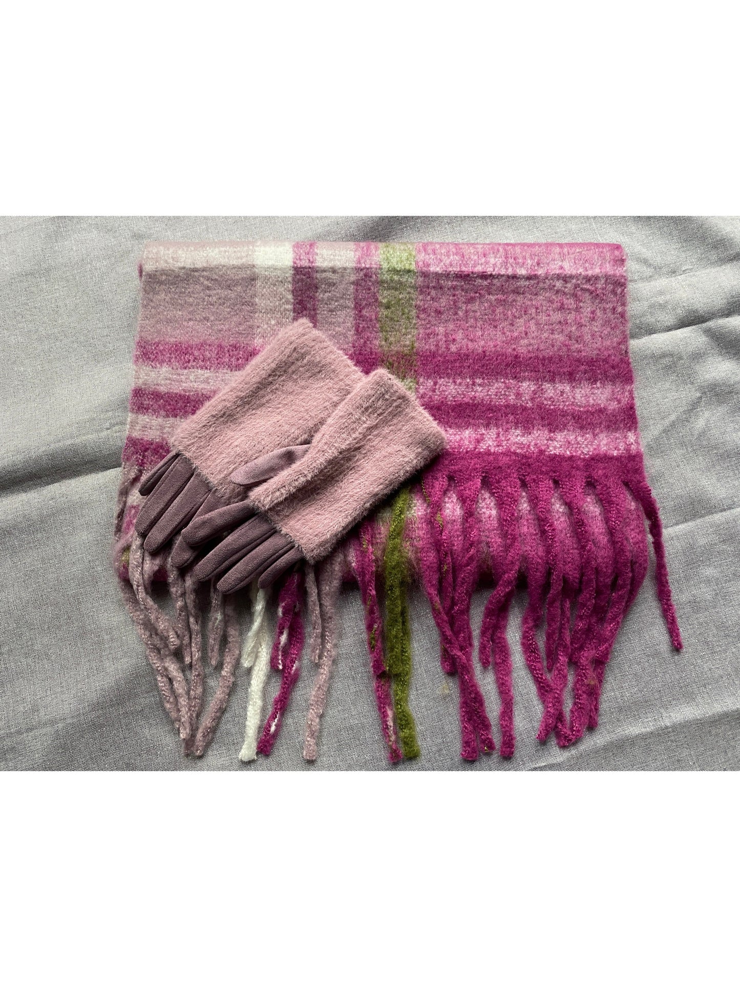 #08 Blanket Scarf Gift Set with Fleece Lined Hat or Gloves