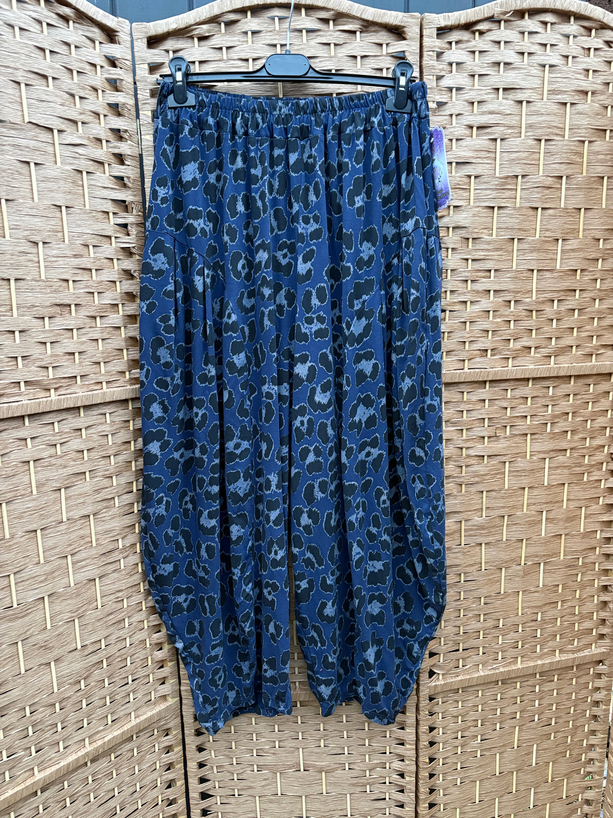 Made in Italy Milano Barrel Shaped Cocoon Trousers (Jersey) Animal Print