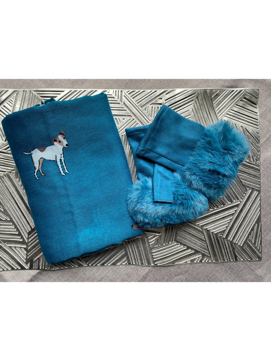 # 26 Lightweight dog print scarf with gloves