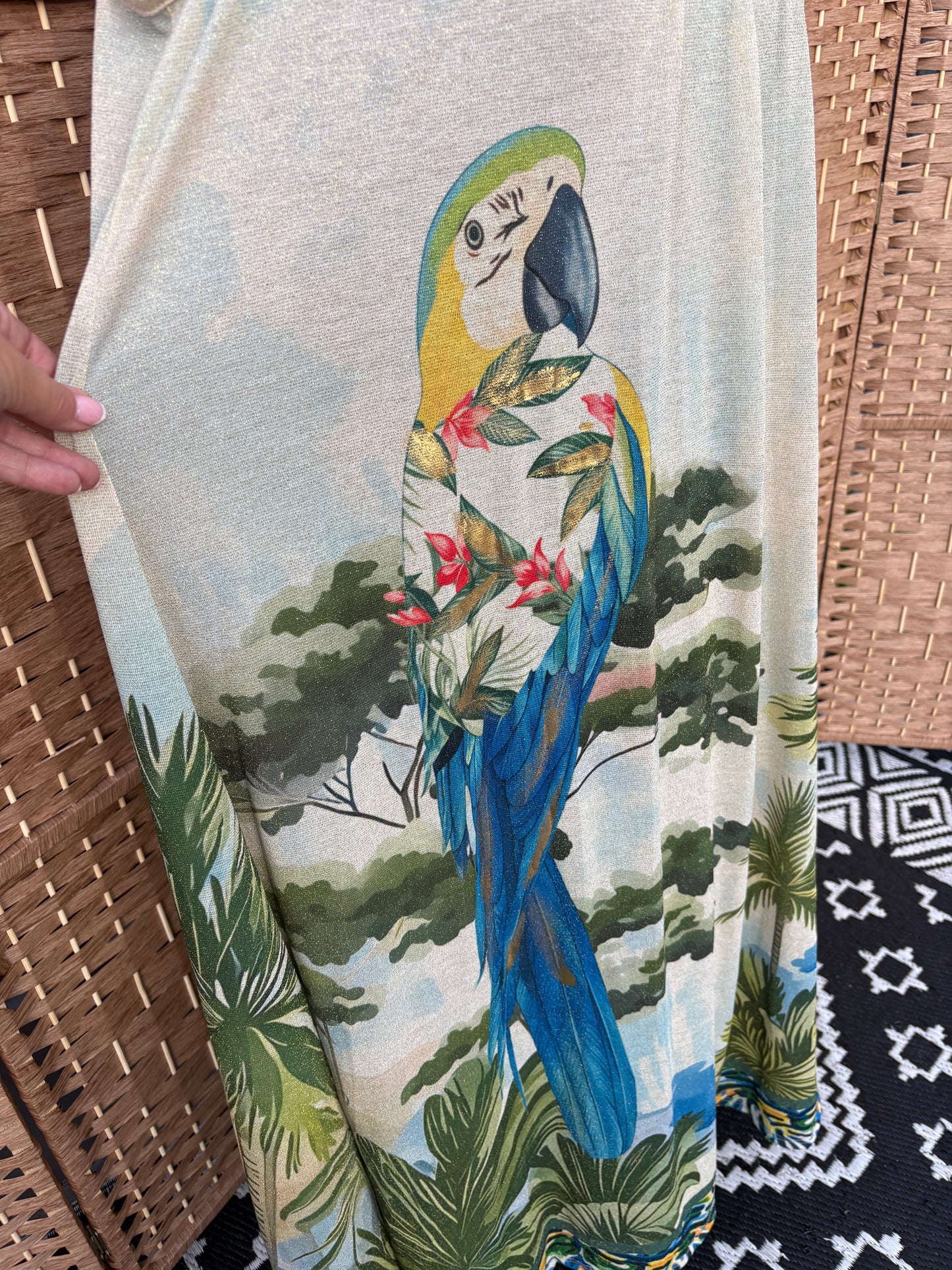 Made in Italy Tropical Parrot Print Halter Neck Maxi Dress