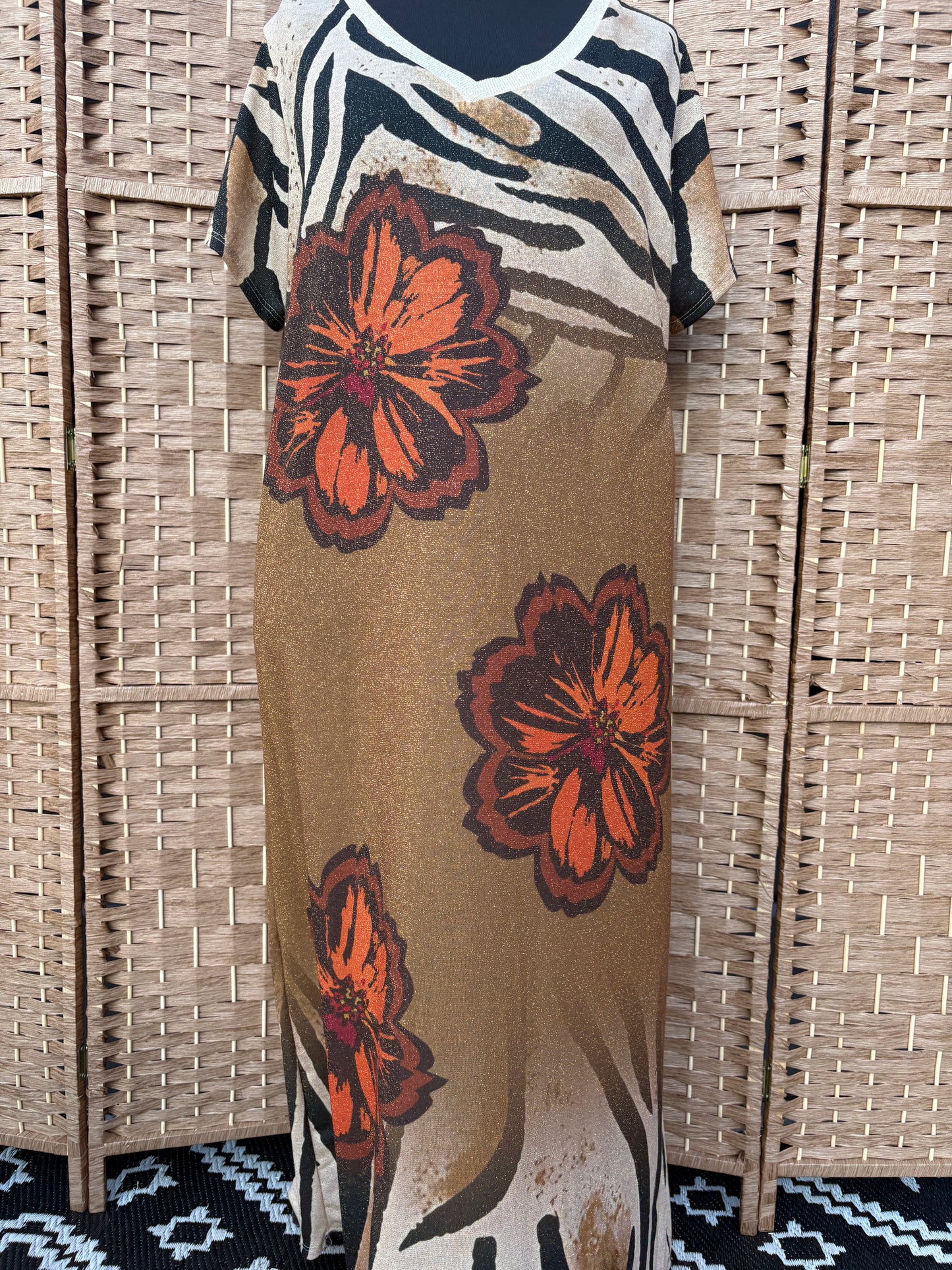 Made in Italy Floral Shimmer Maxi Dress