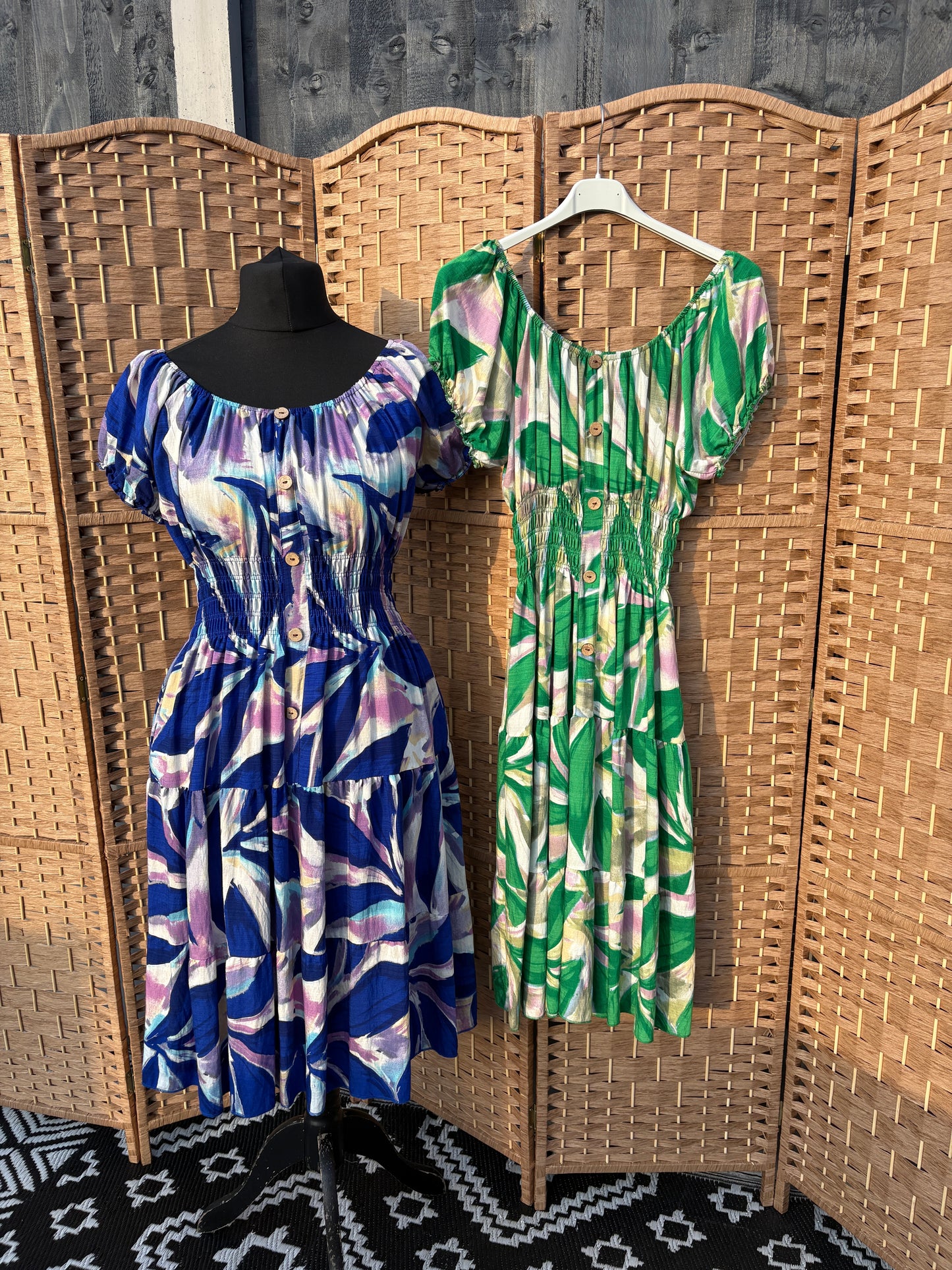 Ladies Summer Bardot Midi Dress –   Various Colours