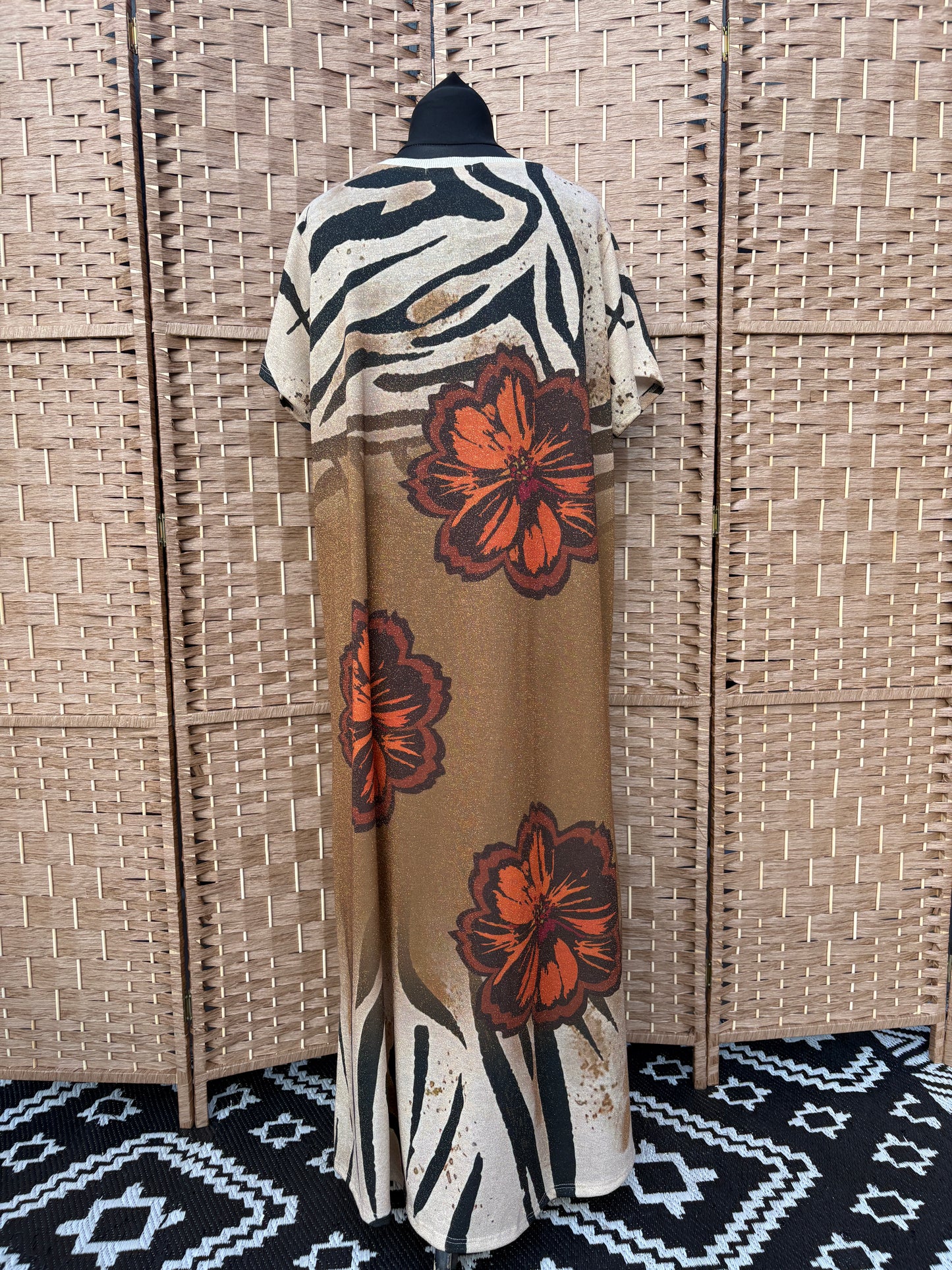 Made in Italy Floral Shimmer Maxi Dress