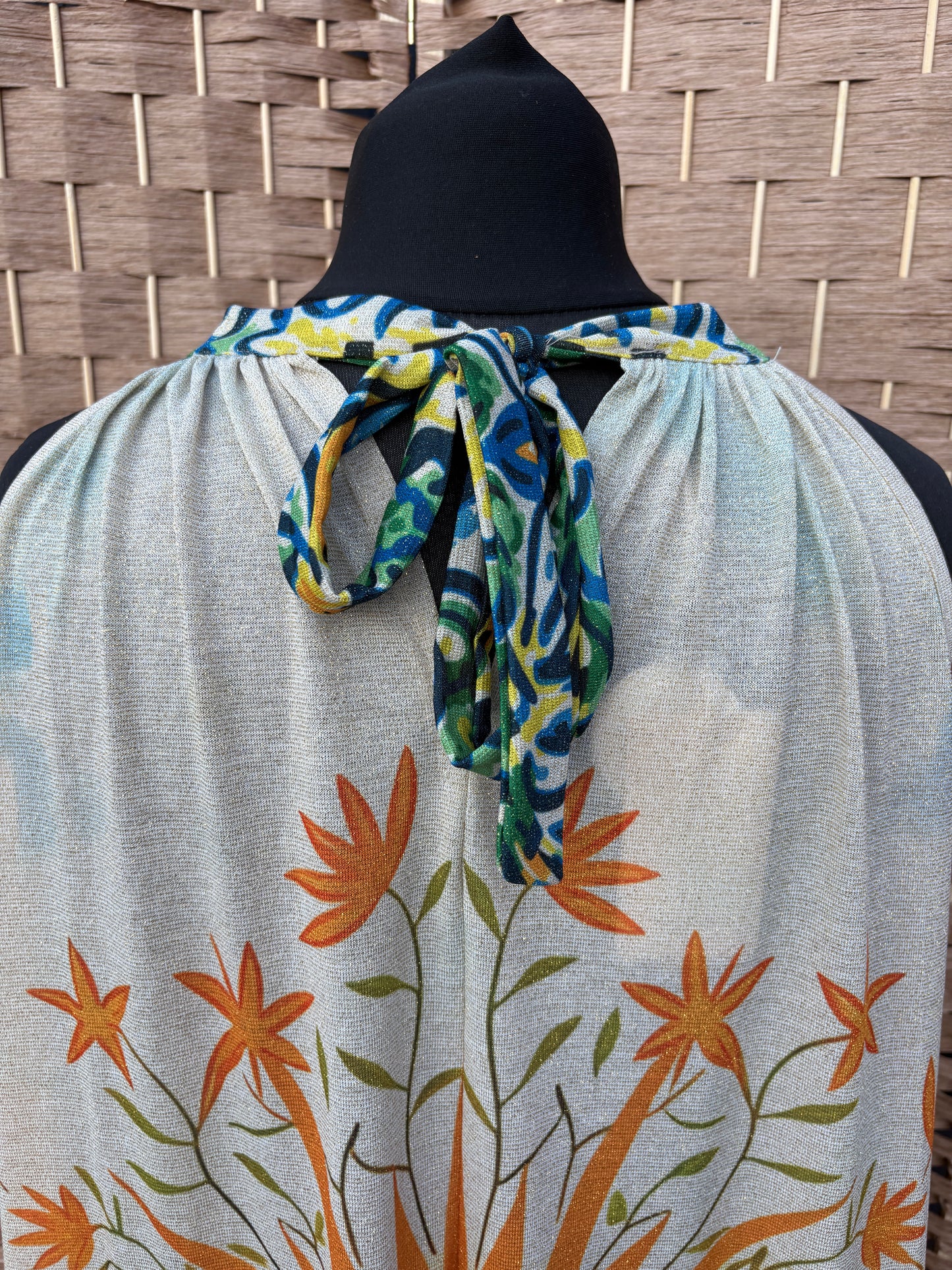 Made in Italy Tropical Parrot Print Halter Neck Maxi Dress