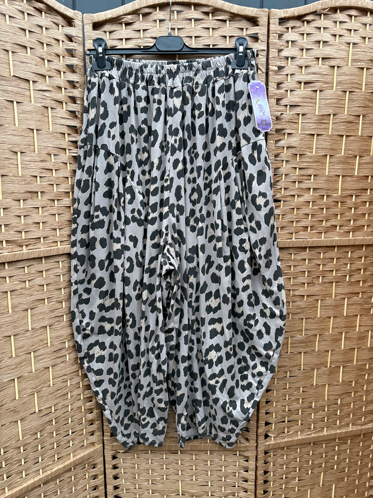 Made in Italy Milano Barrel Shaped Cocoon Trousers (Jersey) Animal Print