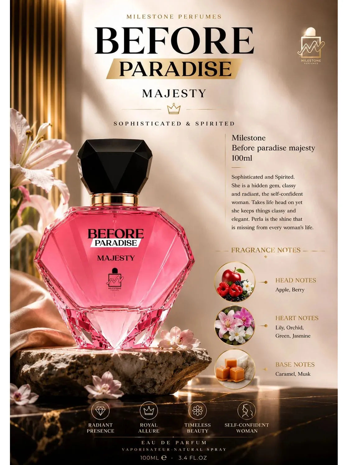 Before Paradise Majesty Eau De Parfum 100ml (Smells Like Pr@da Paradoxe Intense)