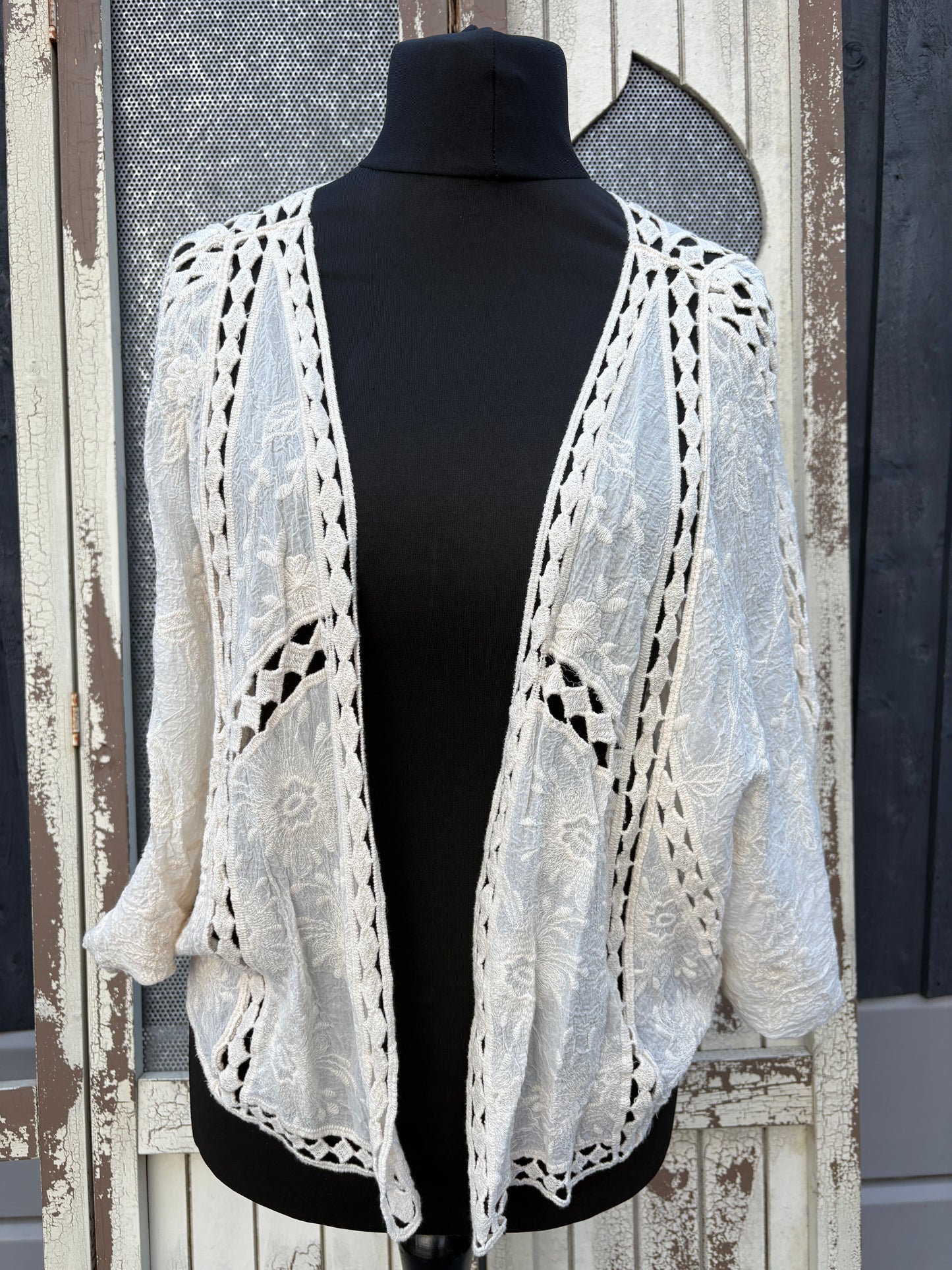 Bohemian Crochet Bolero Cardigan