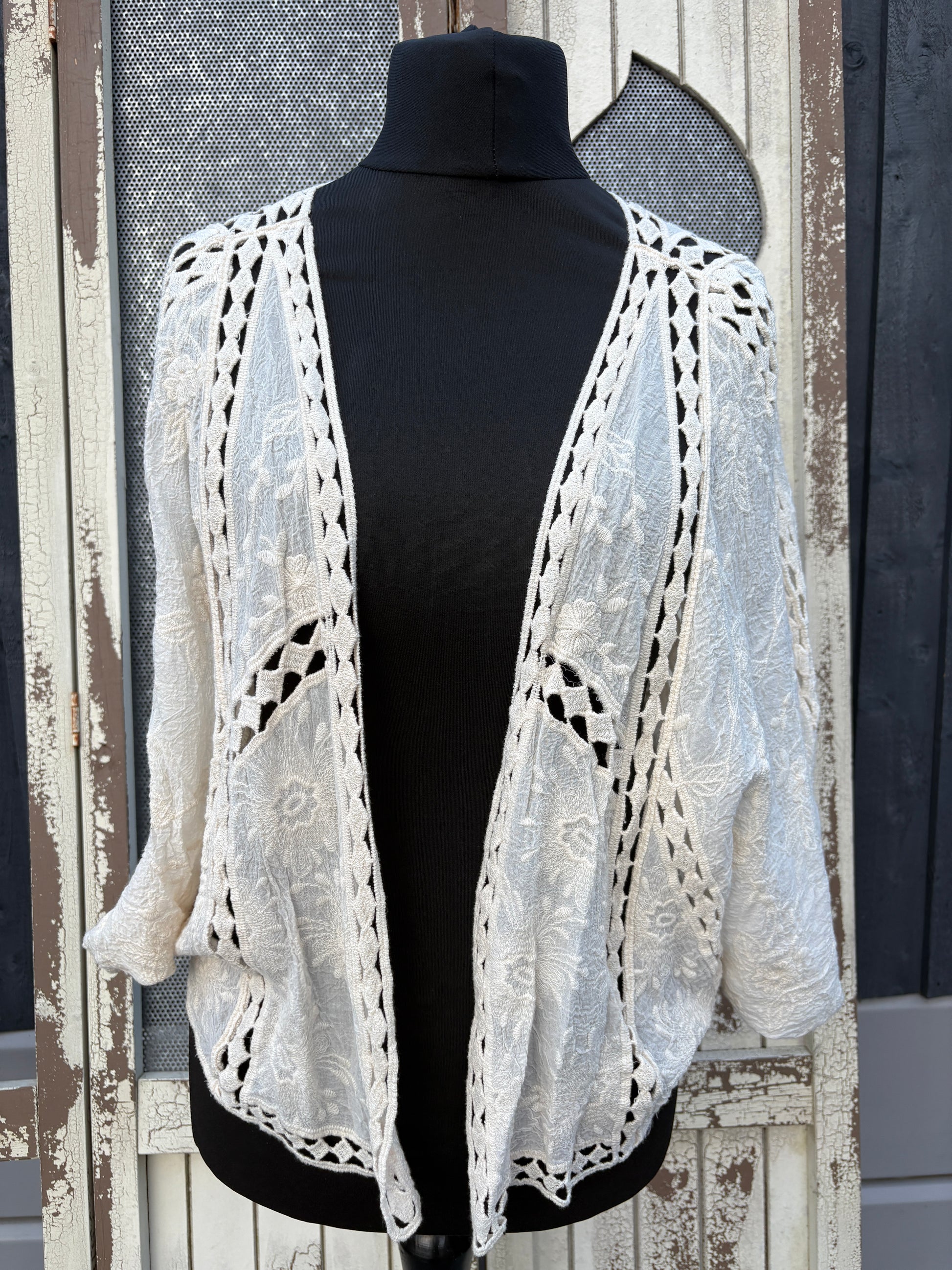 Bohemian Crochet Bolero Cardigan