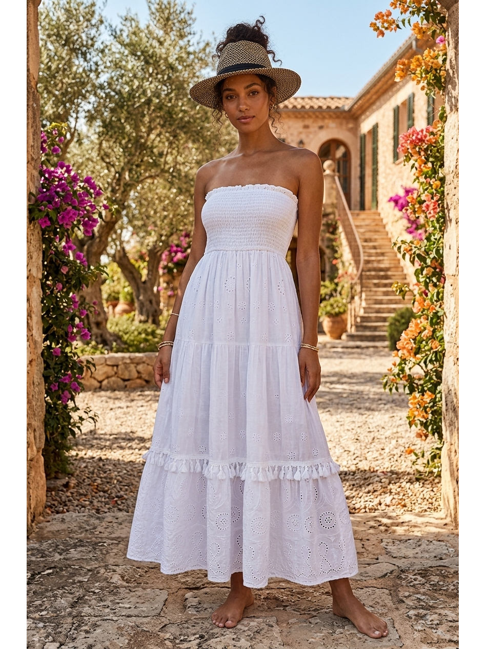 Broderie Anglaise Summer Maxi Dress Various Colours