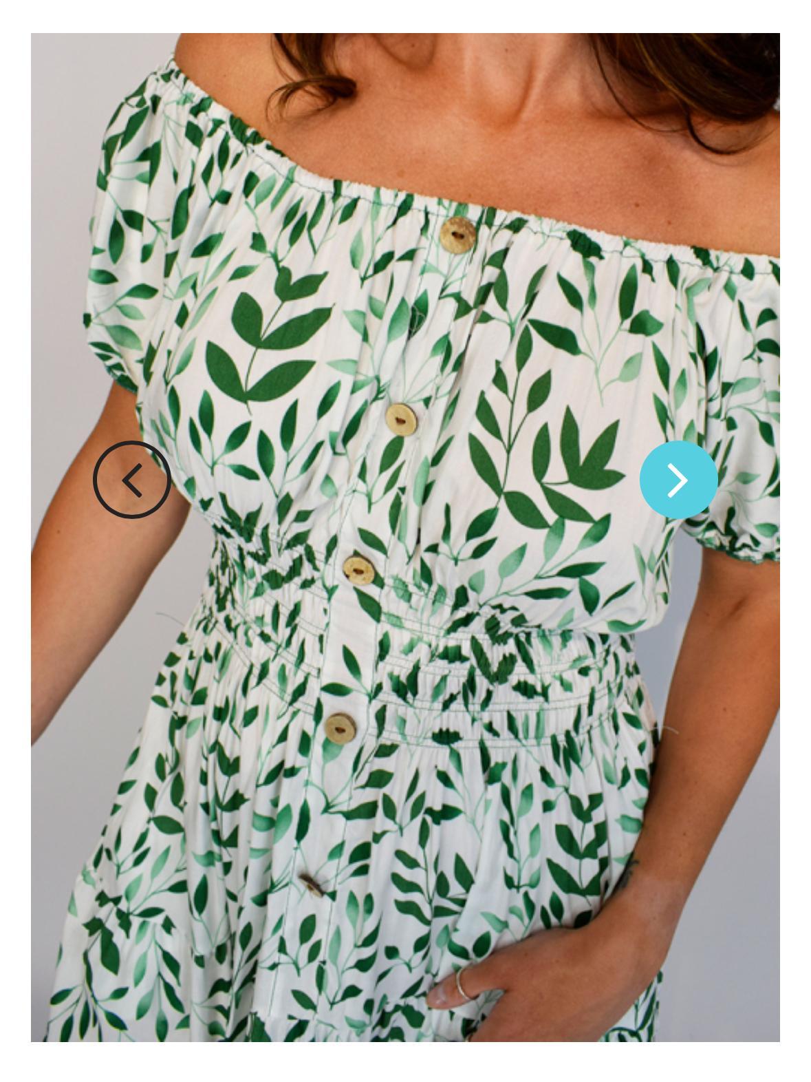 Coloured Petal Print Button Front Midi Dress One Size 10-20 - Green