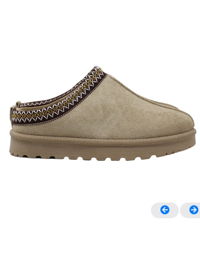 Faux Suede Slippers - Mocha