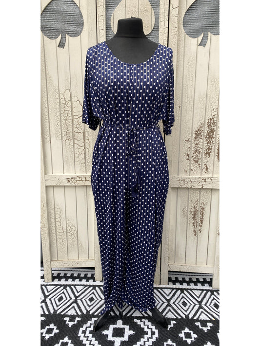 Ladies Dotty Palazzo Jumpsuit - Various Colours