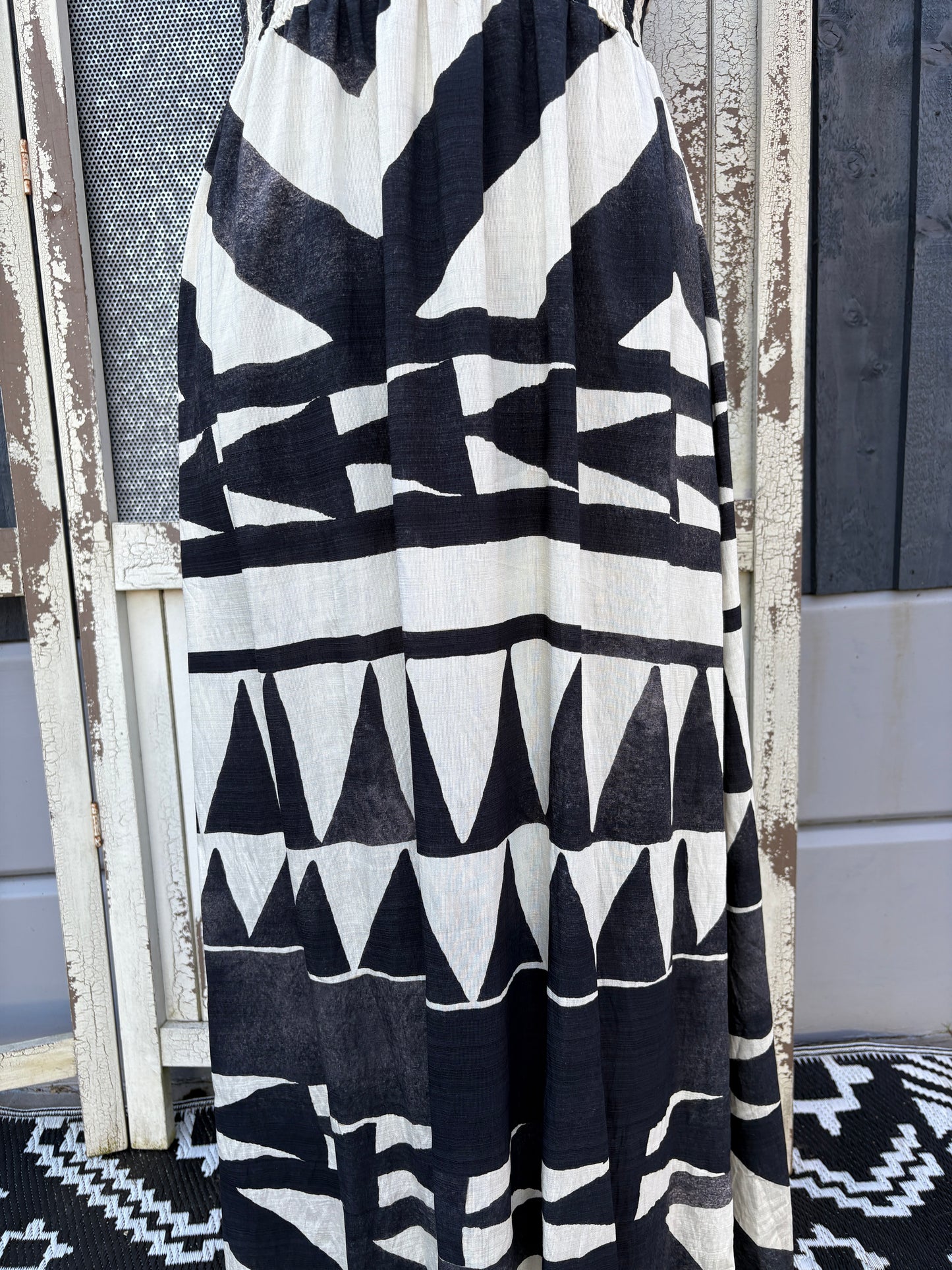 Linen Look Abstract Maxi Dress Various Colours