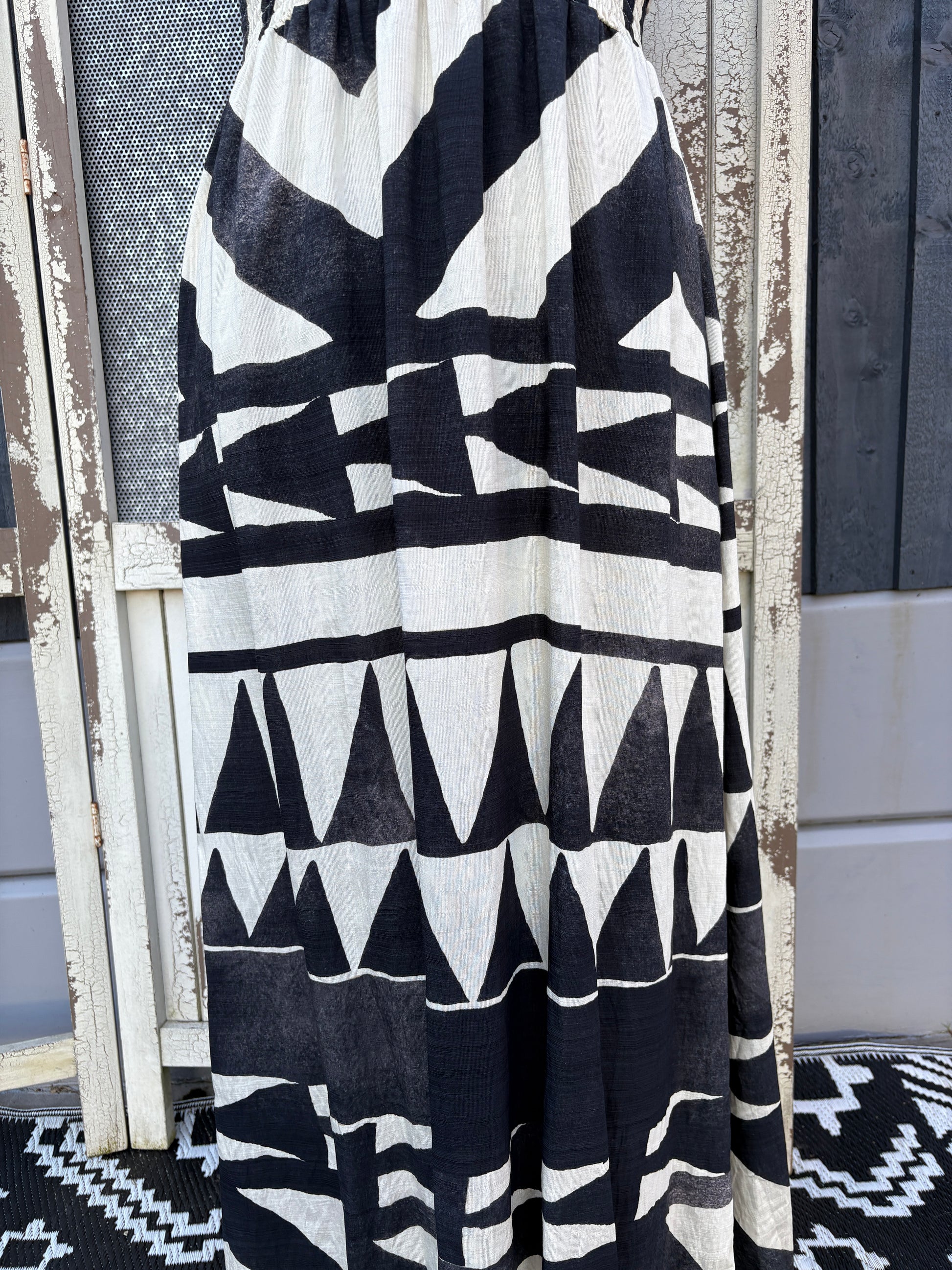 Linen Look Abstract Maxi Dress Various Colours