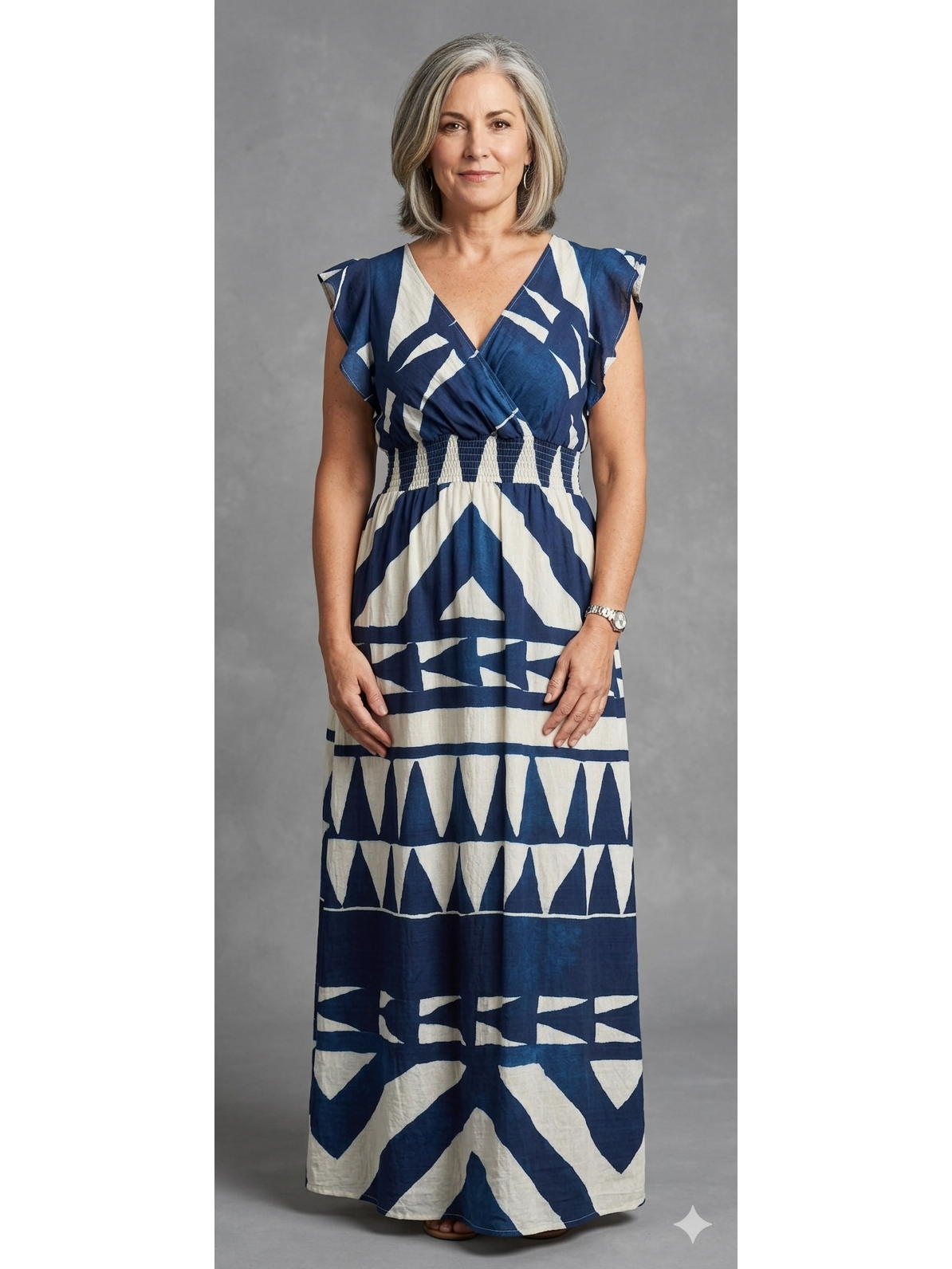 Linen Look Abstract Maxi Dress Various Colours