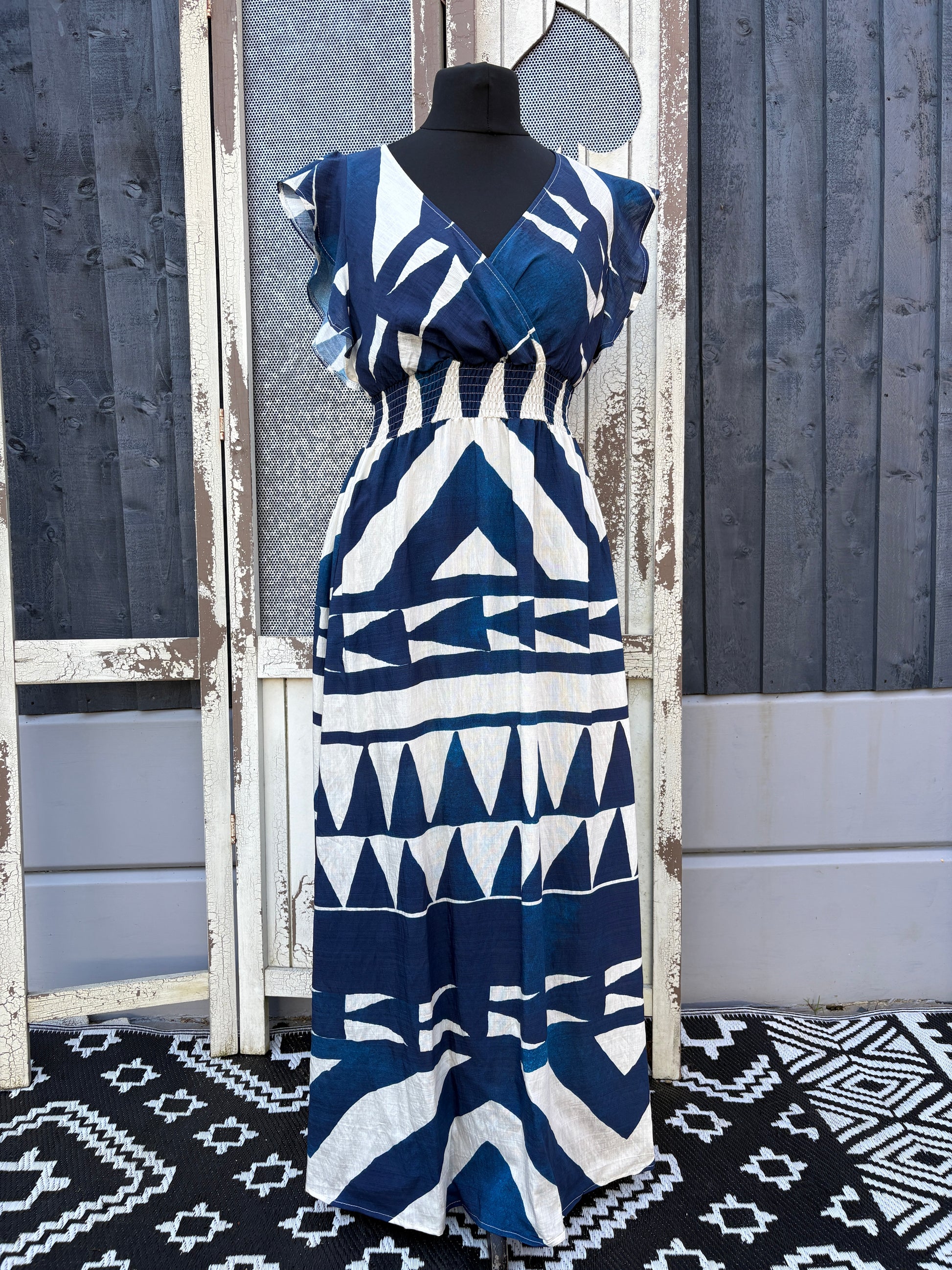 Linen Look Abstract Maxi Dress Various Colours