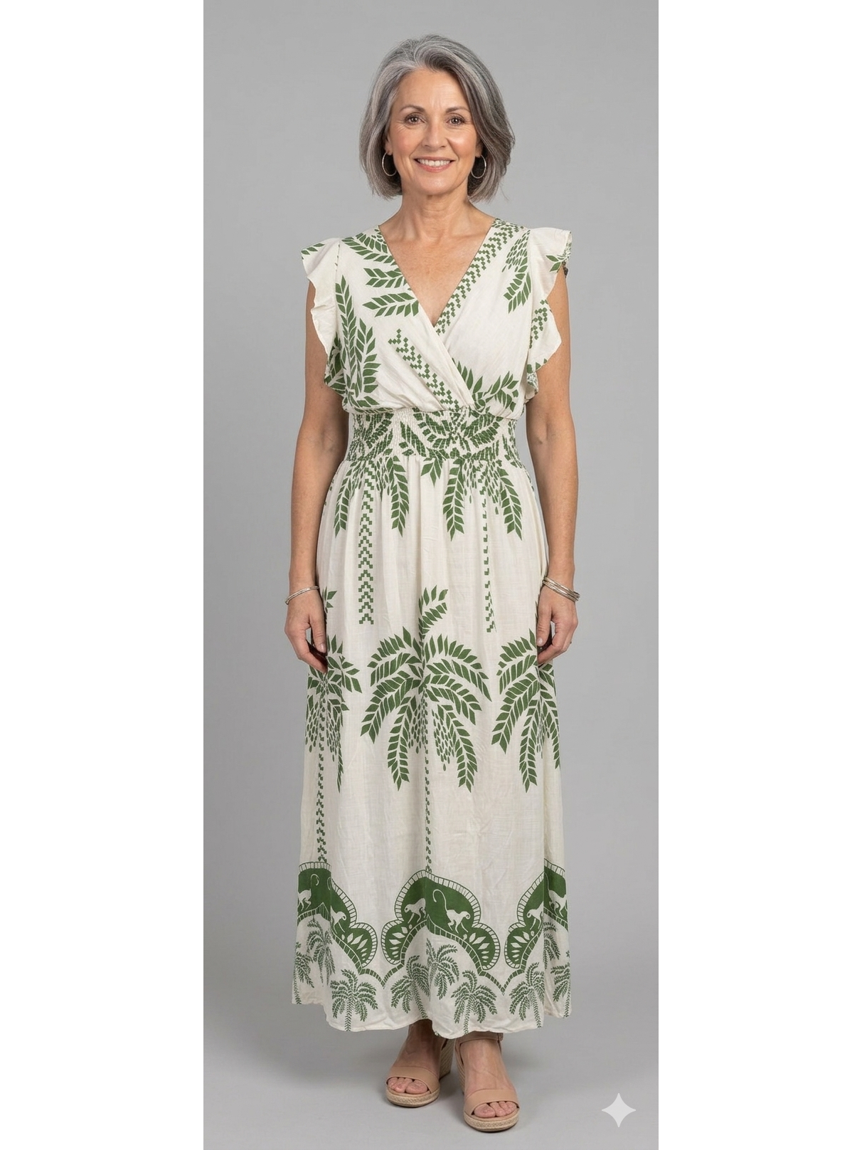 Linen Look Tropical Maxi Dress Various Colours