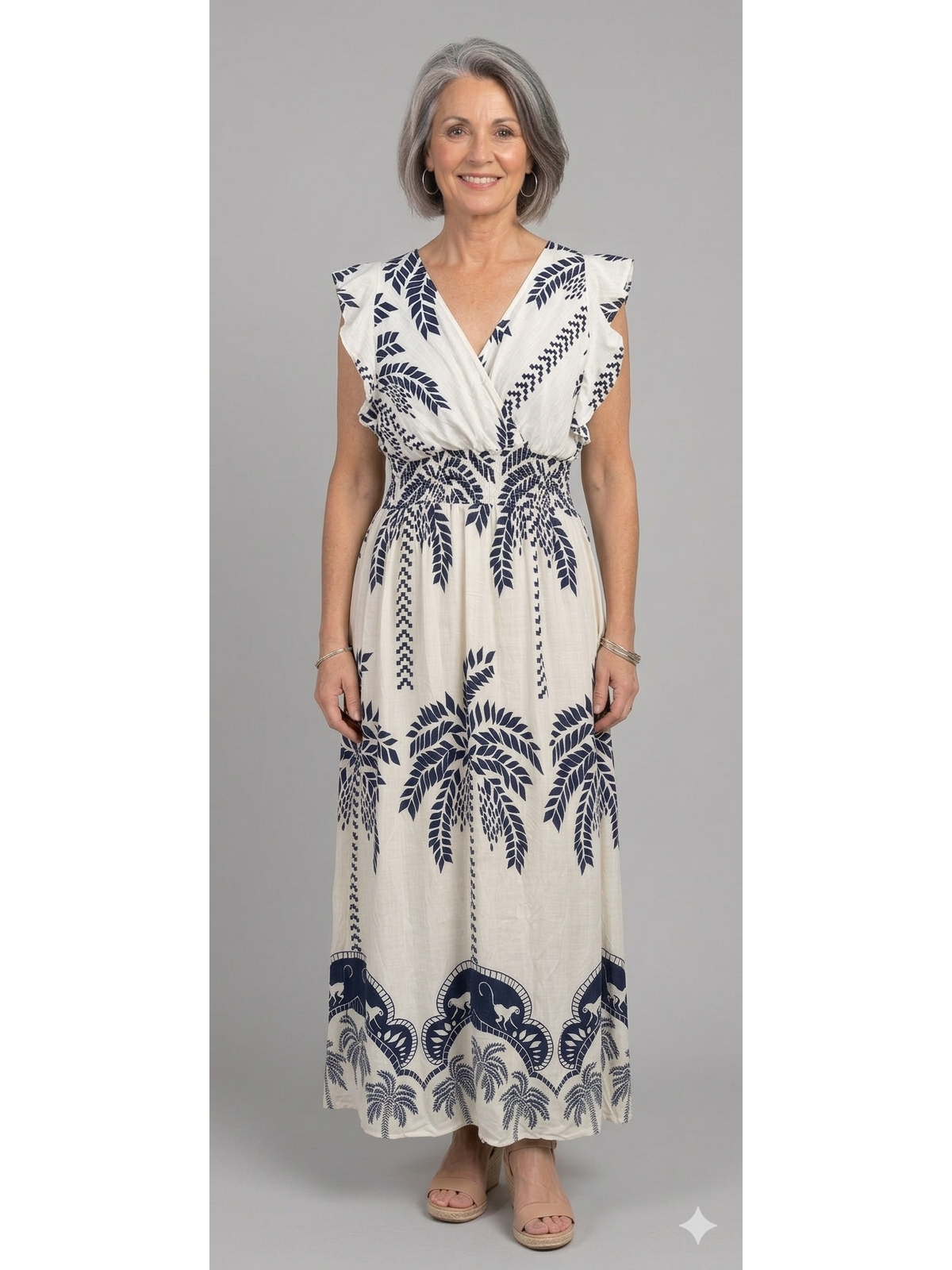 Linen Look Tropical Maxi Dress Various Colours