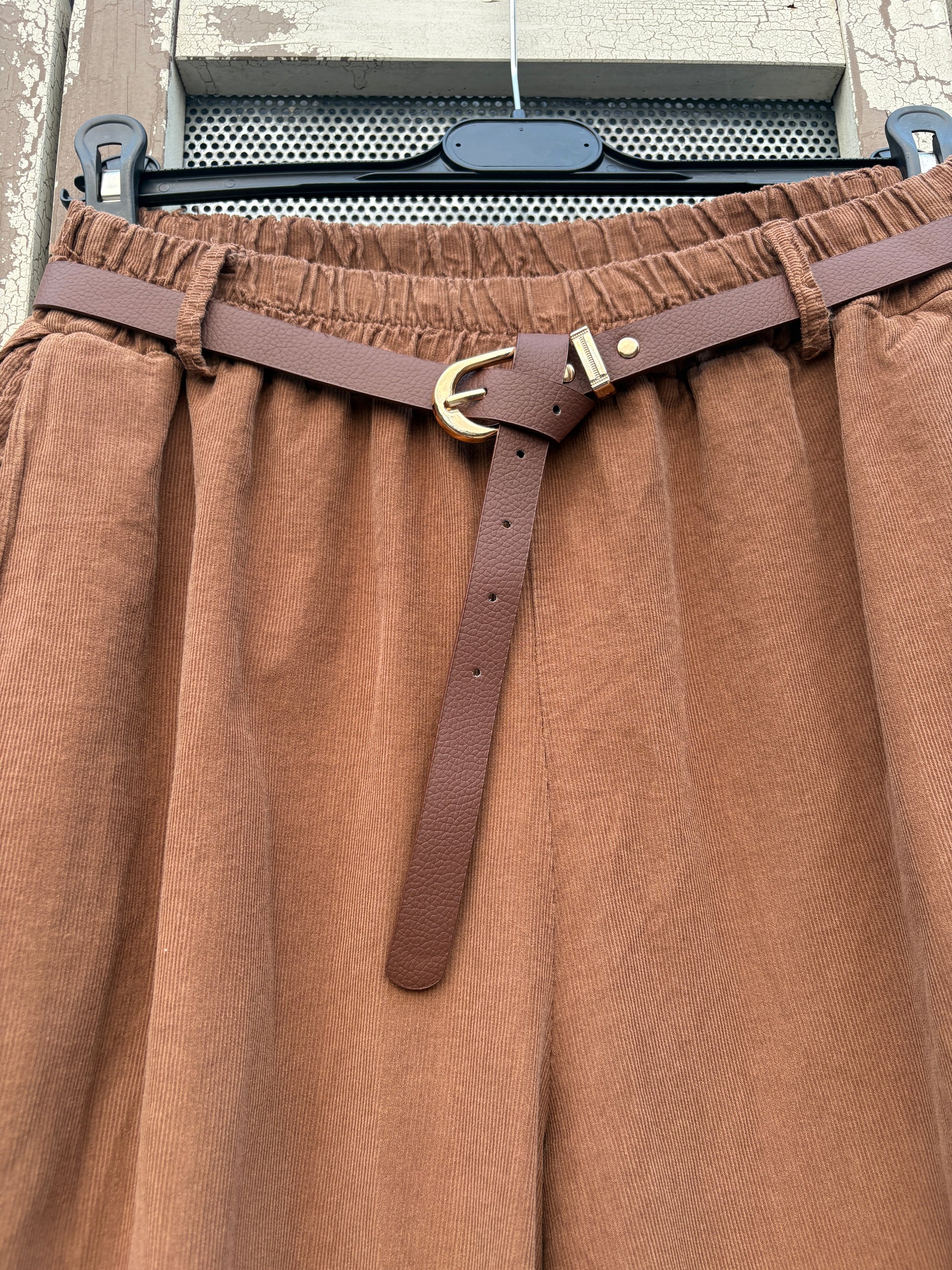 Made in Italy Balloon Leg Needlecord Trousers with Belt