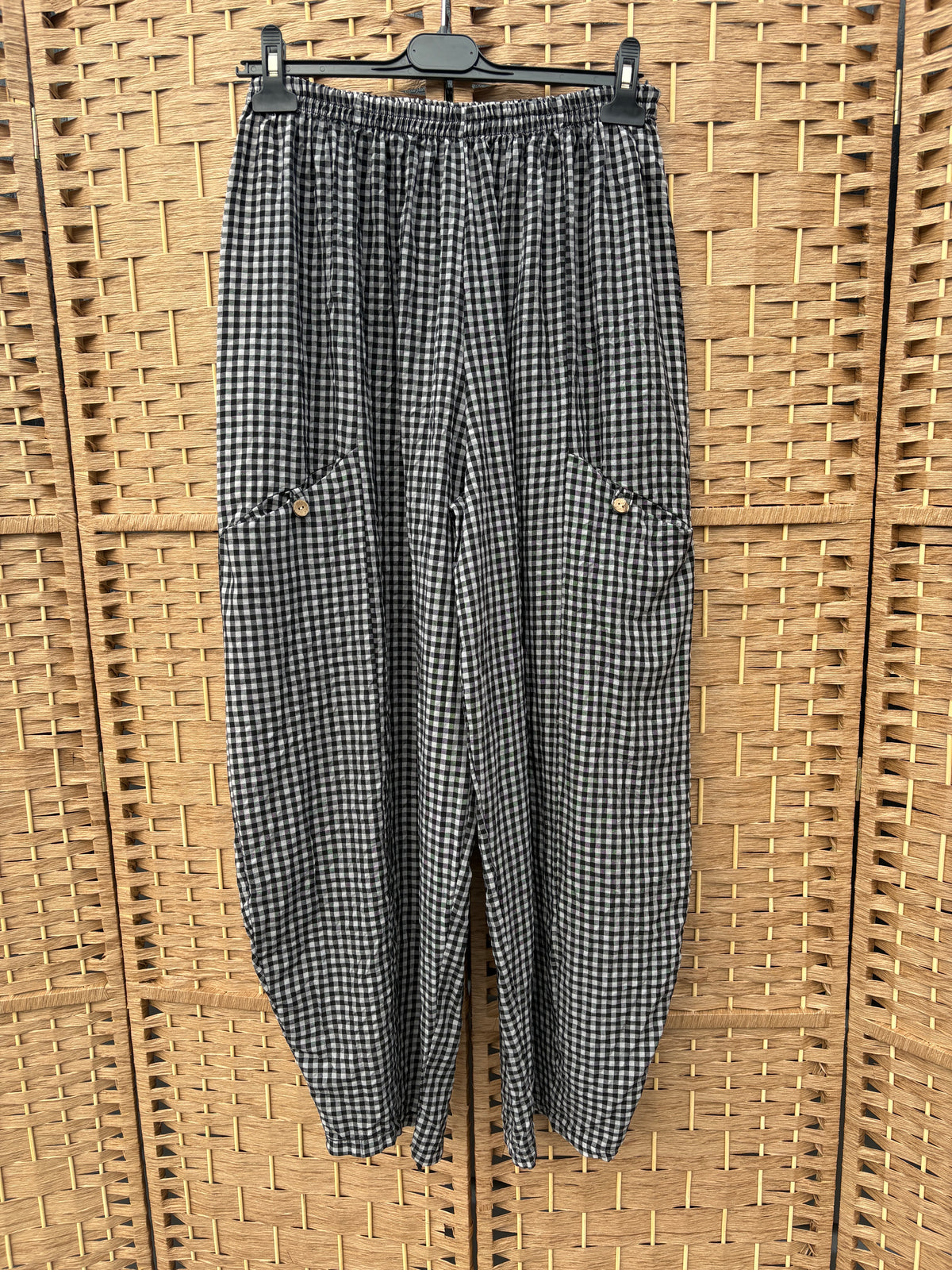 Made in Italy Barrel Leg Trousers - Gingham
