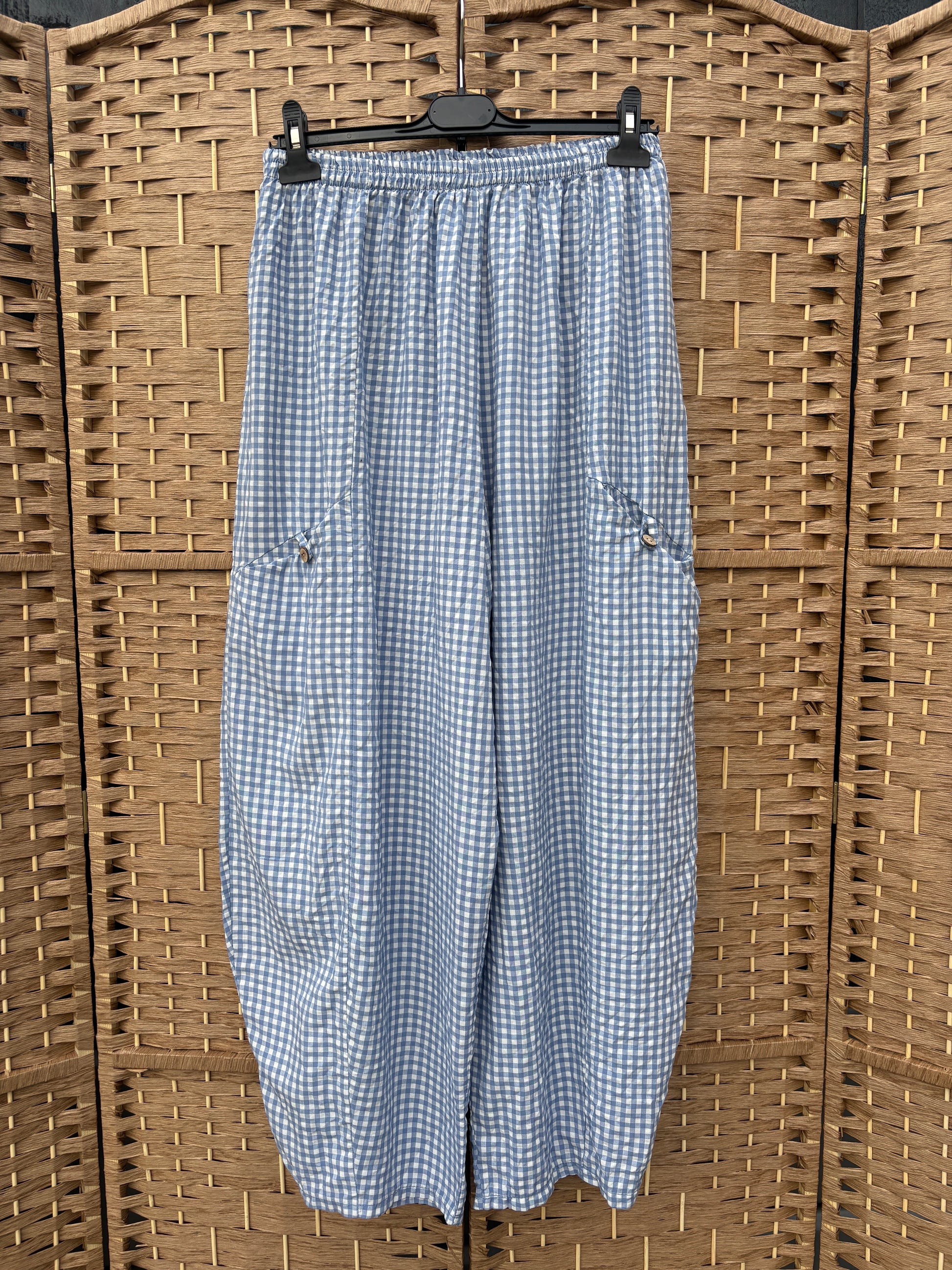 Made in Italy Barrel Leg Trousers - Gingham