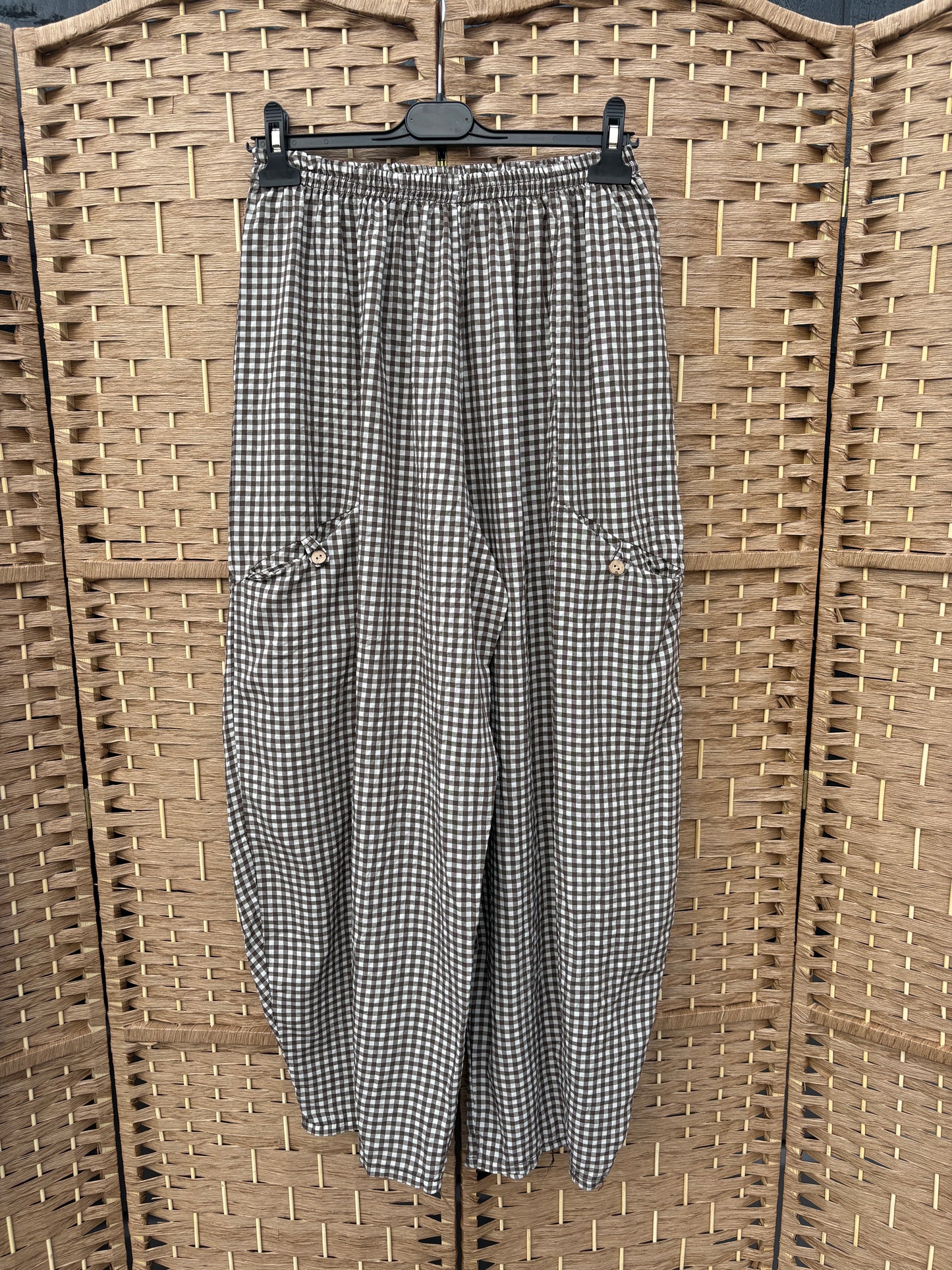 Made in Italy Barrel Leg Trousers - Gingham