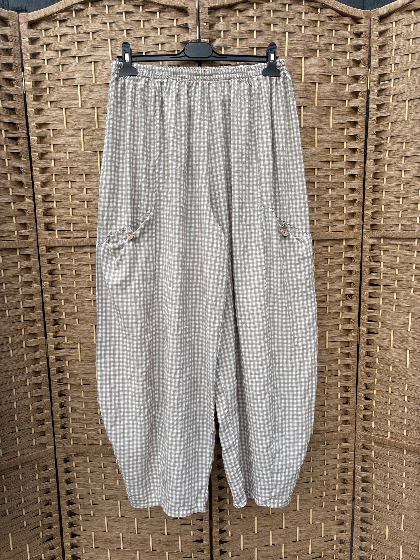 Made in Italy Barrel Leg Trousers - Gingham