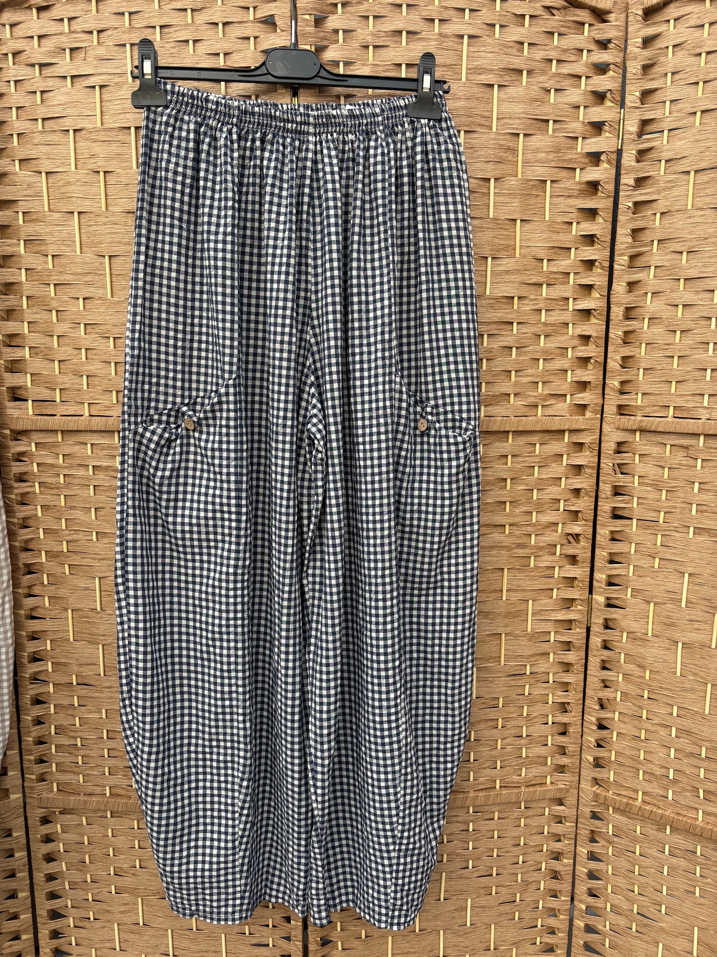 Made in Italy Barrel Leg Trousers - Gingham