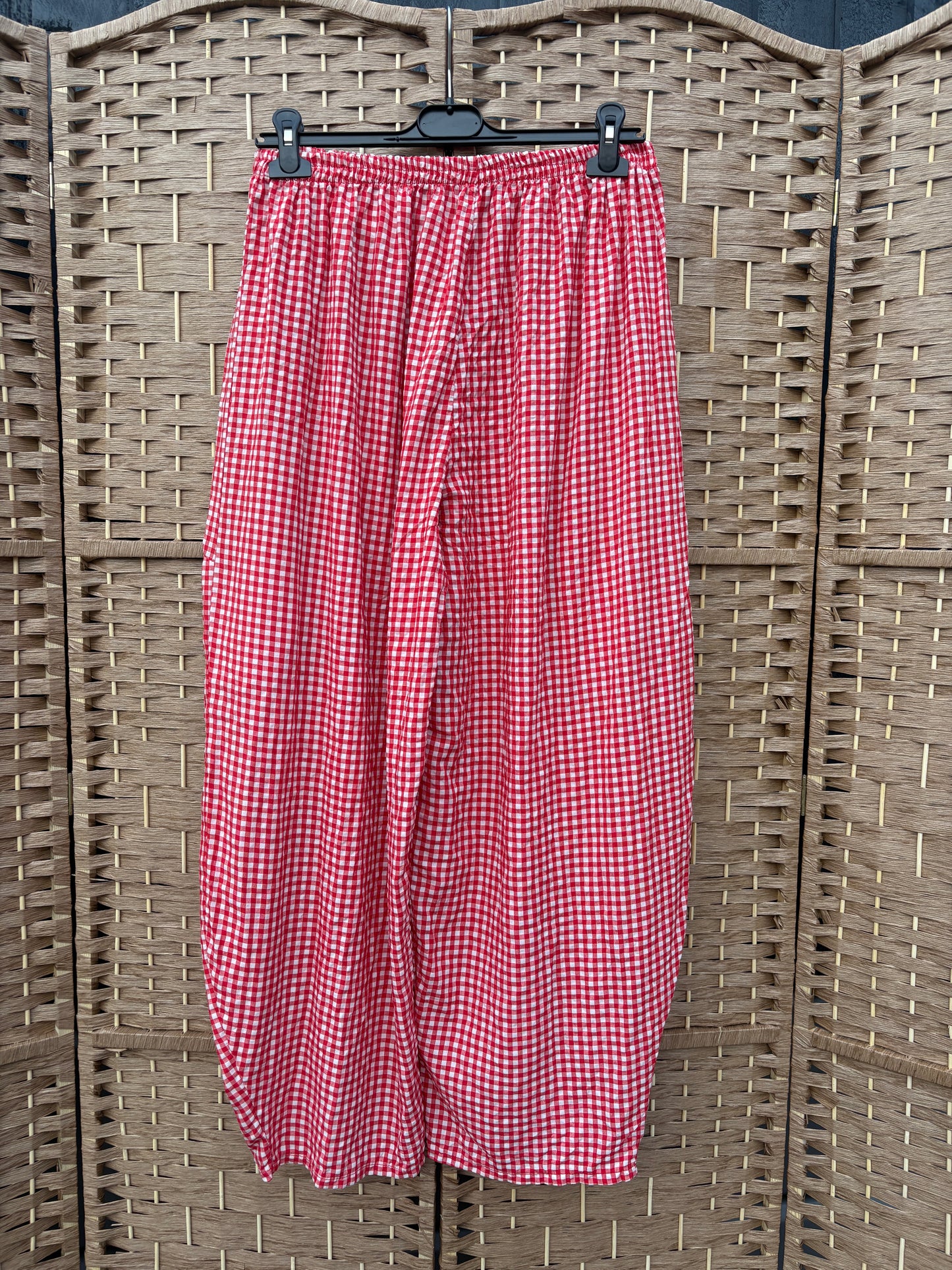 Made in Italy Barrel Leg Trousers - Gingham