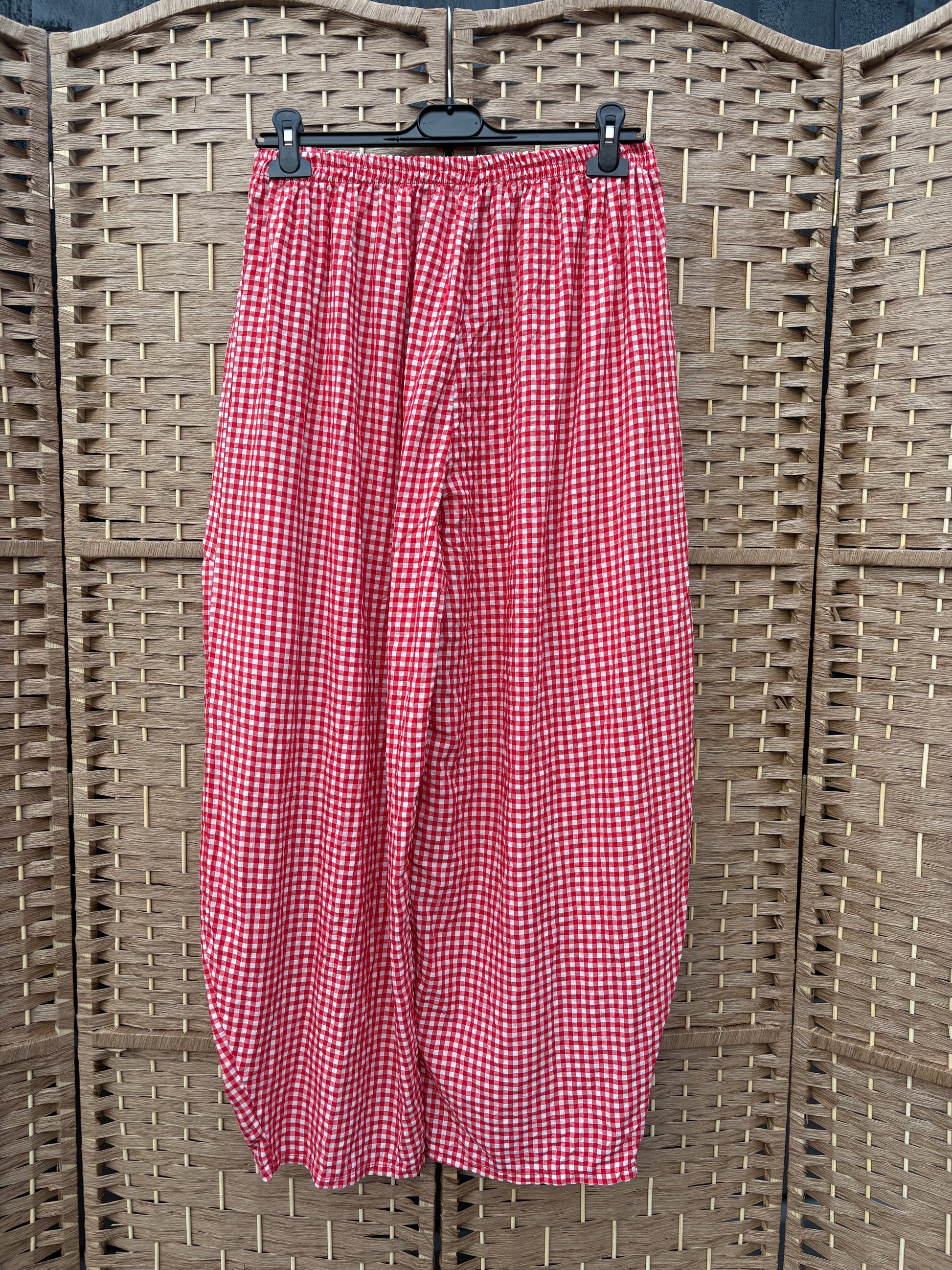 Made in Italy Barrel Leg Trousers - Gingham