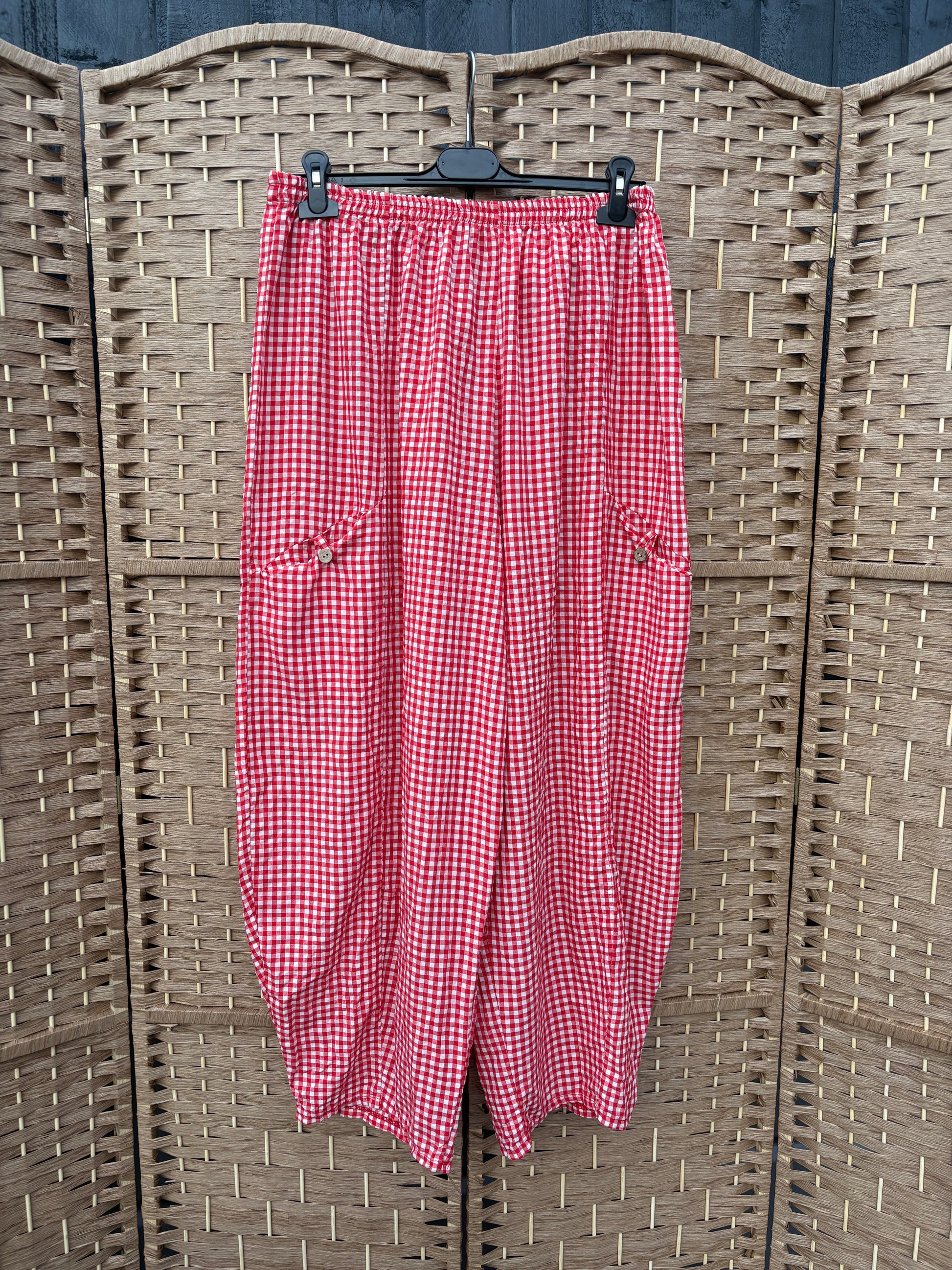 Made in Italy Barrel Leg Trousers - Gingham