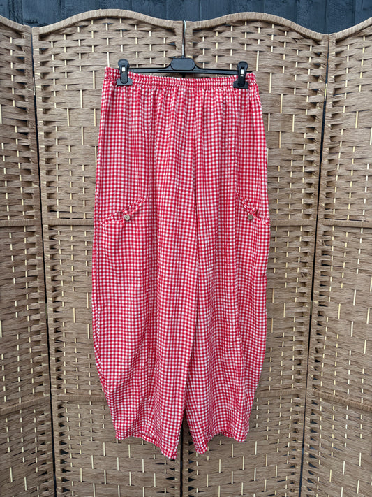 Made in Italy Barrel Leg Trousers - Gingham