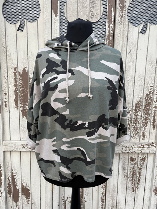 Made in Italy Camo Print Hooded Sweatshirt
