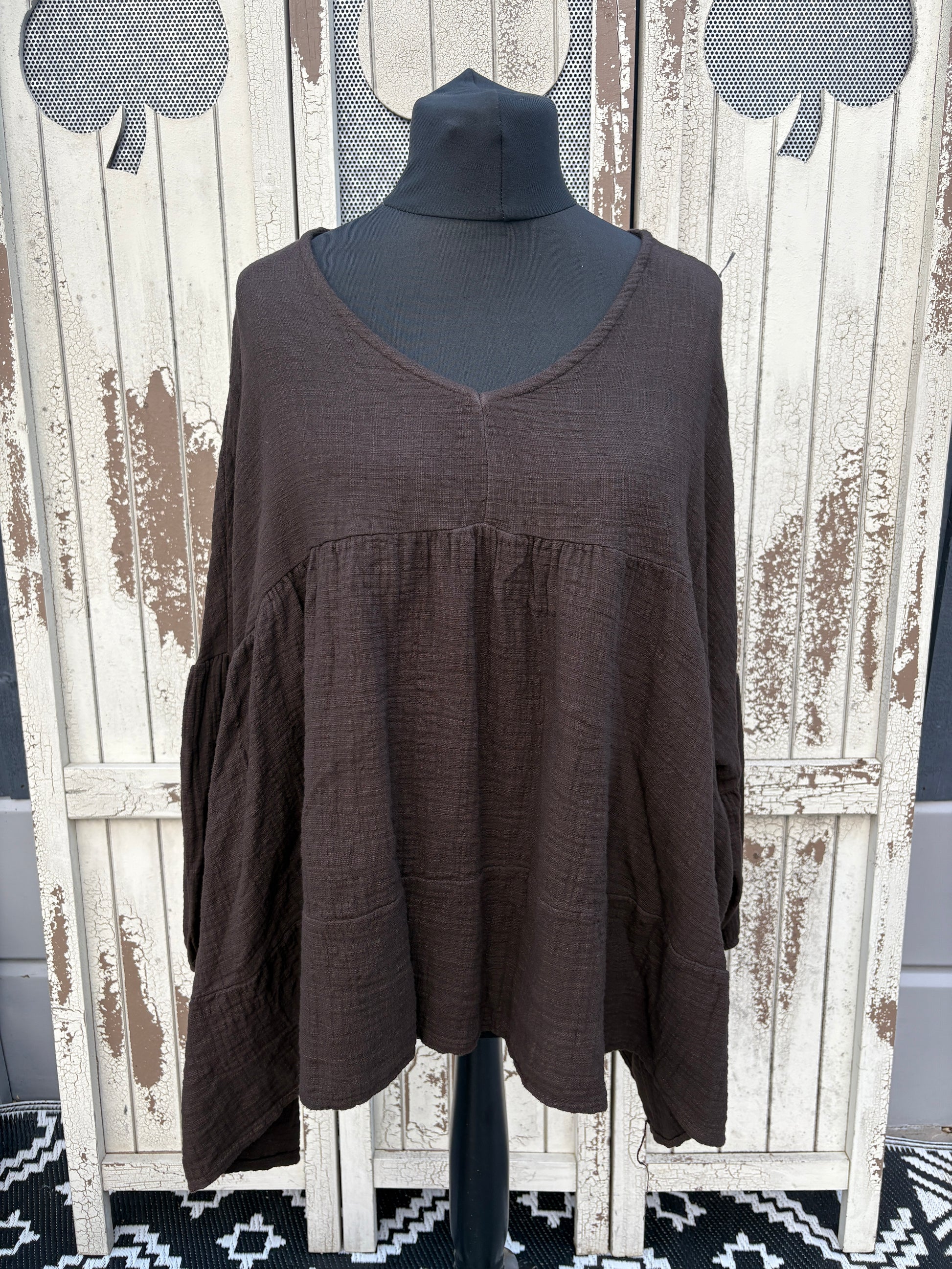 Made in Italy Cheesecloth Smock Top Various Colours
