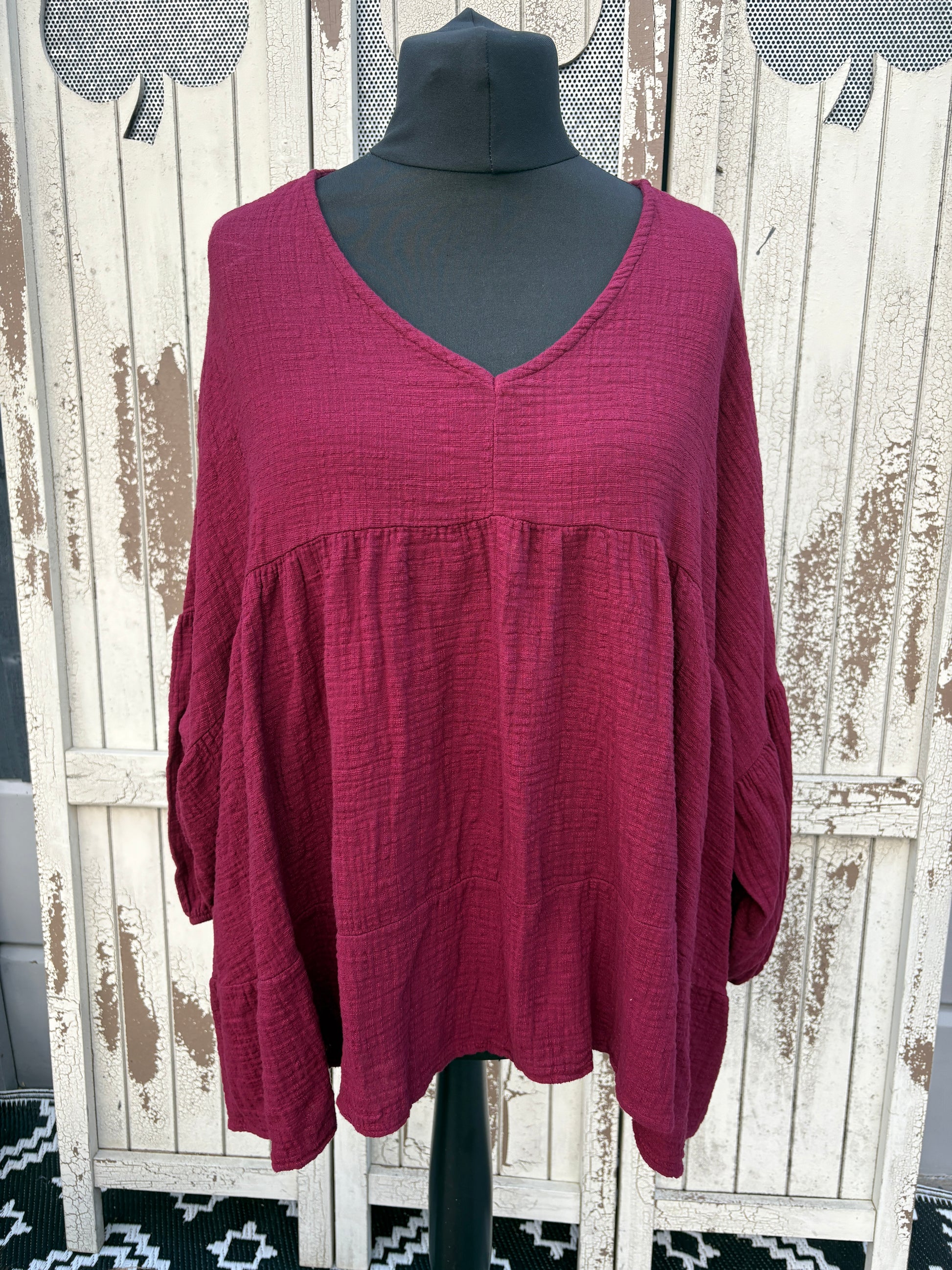Made in Italy Cheesecloth Smock Top Various Colours