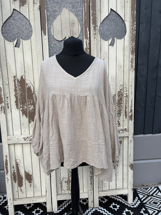 Made in Italy Cheesecloth Smock Top Various Colours