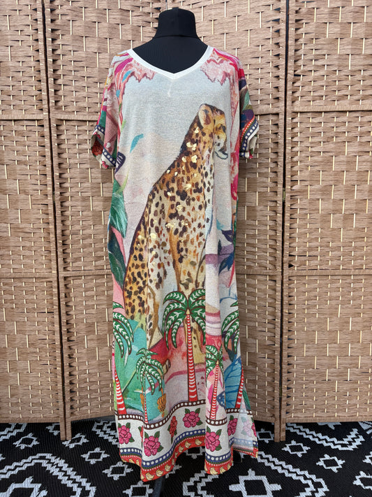 Made in Italy Cheetah Summer Shimmer Maxi Dress