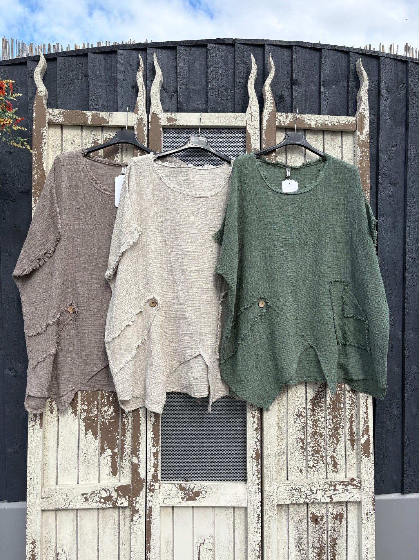 Made in Italy Cotton Boho Asymmetric Top Various Colours