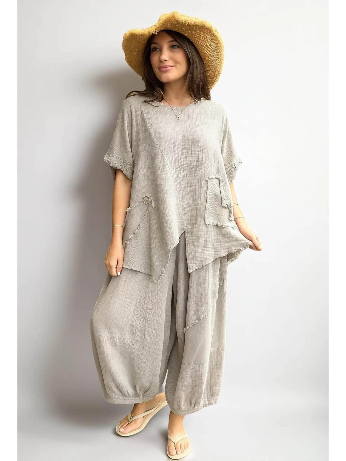 Made in Italy Cotton Boho Asymmetric Top Various Colours